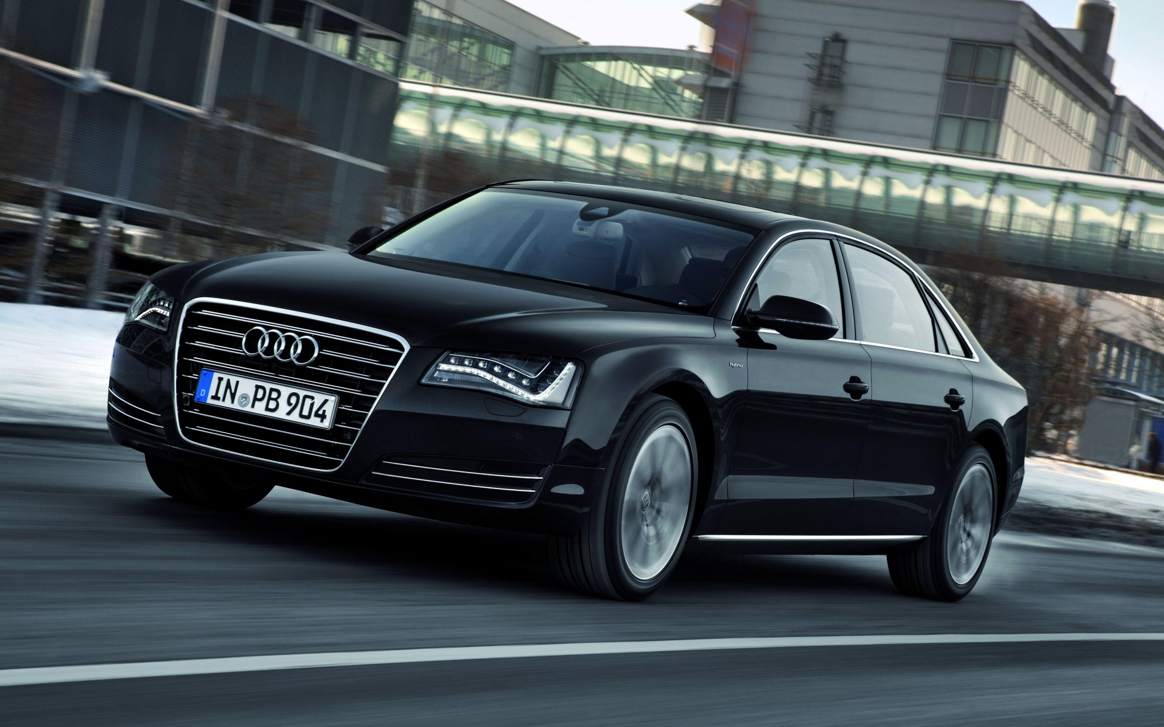 3840x2400 HD Background Audi A8 Black Side Front View Car Luxury Wallpaper, Desktop