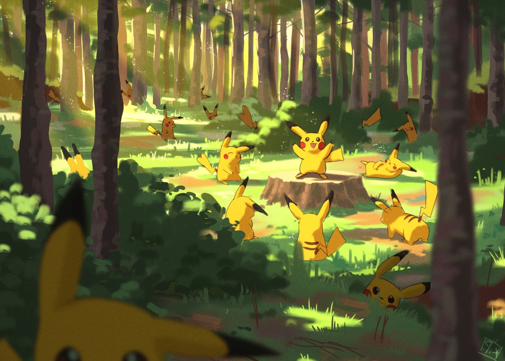 1920x1380 Wallpaper Pokemon, Pikachu, Forest:, Desktop