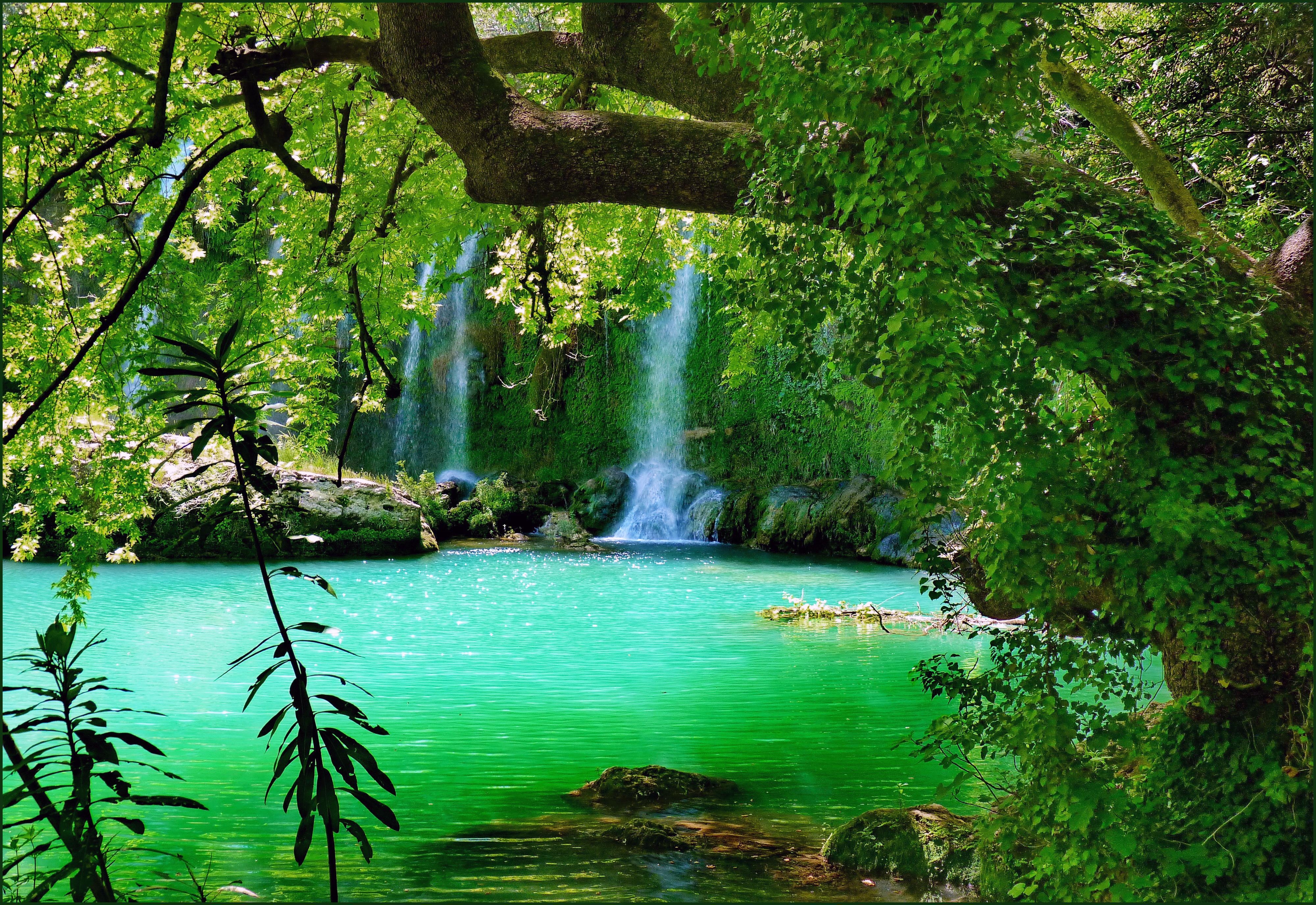 4000x2750 Screensaver Kursunlu, Kursunlu waterfall, Turkey, pond, trees, Desktop