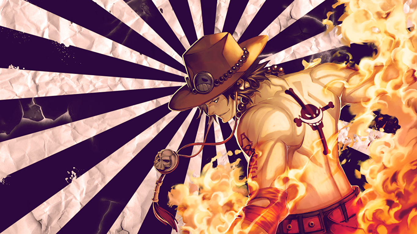 1370x770 Desktop Wallpaper One Piece Young man Hat Anime Stripes, Desktop