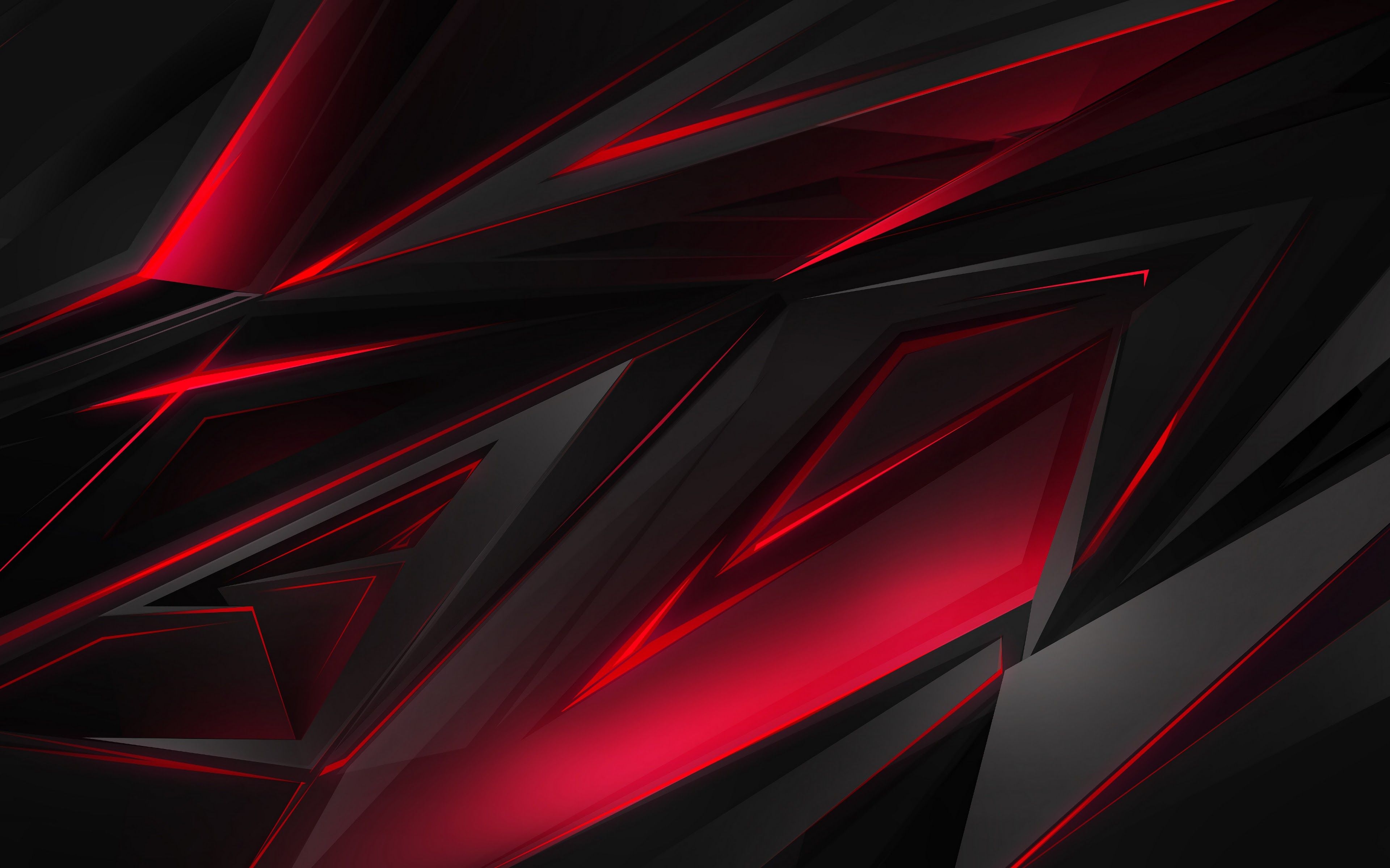 3840x2400 Black Red Abstract Polygon 3D 4K Wallpaper, Desktop