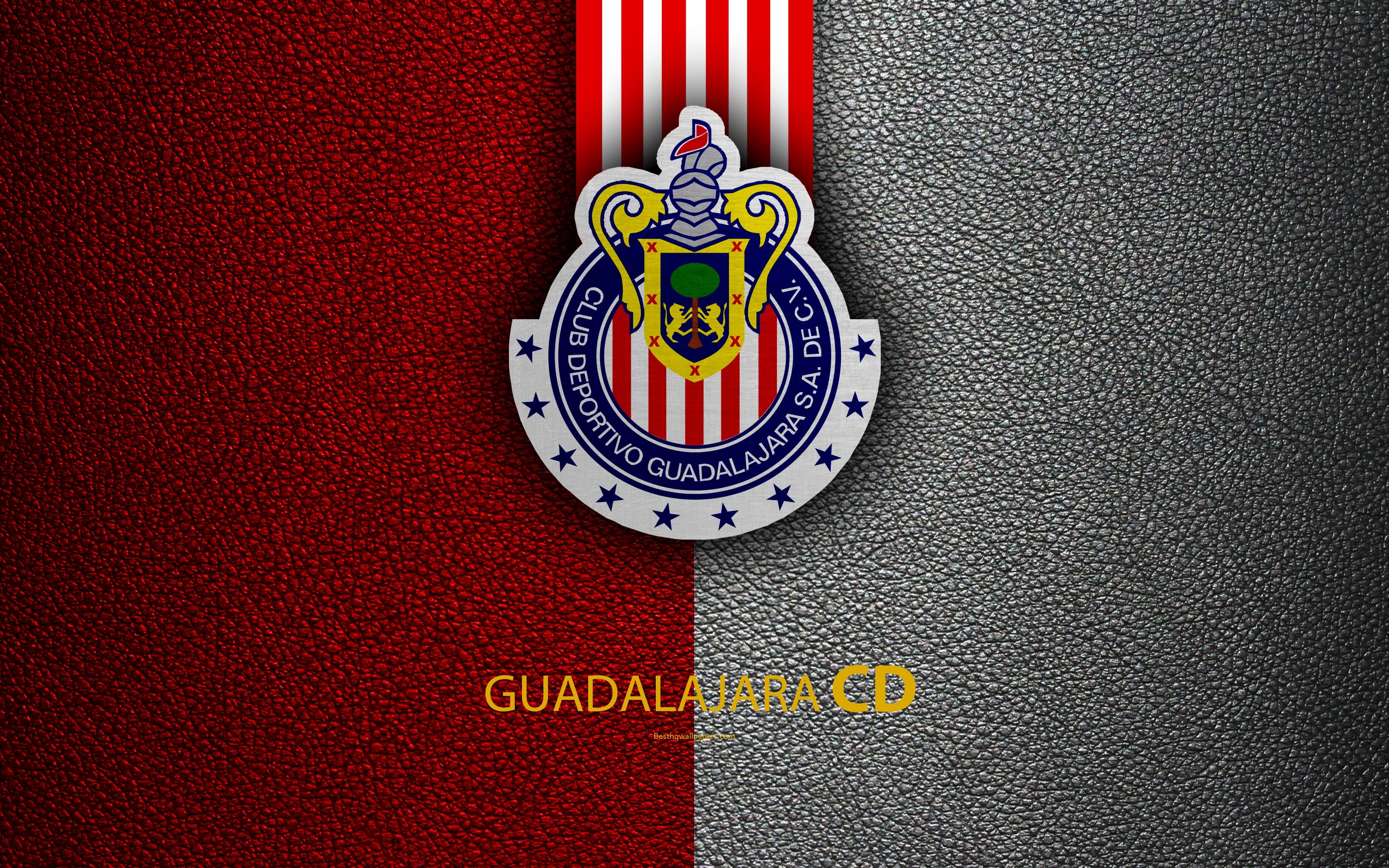 3840x2400 Download wallpaper CD Guadalajara, Chivas, 4k, leather texture, Desktop