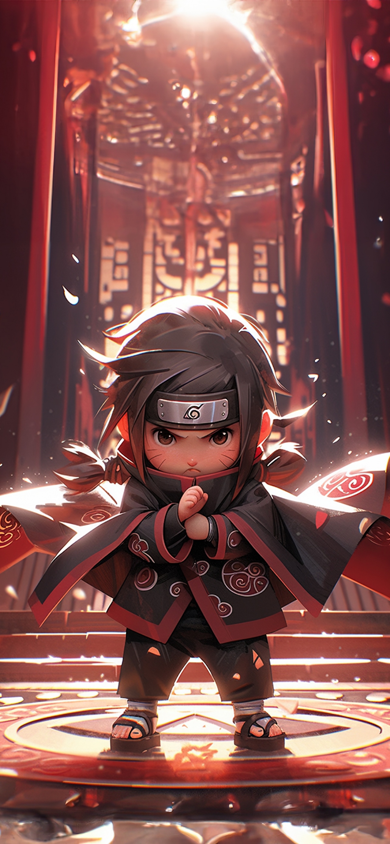 1290x2780 Itachi Uchiha Wallpaper 4K, AI art, Chibi, Midjourney, Phone