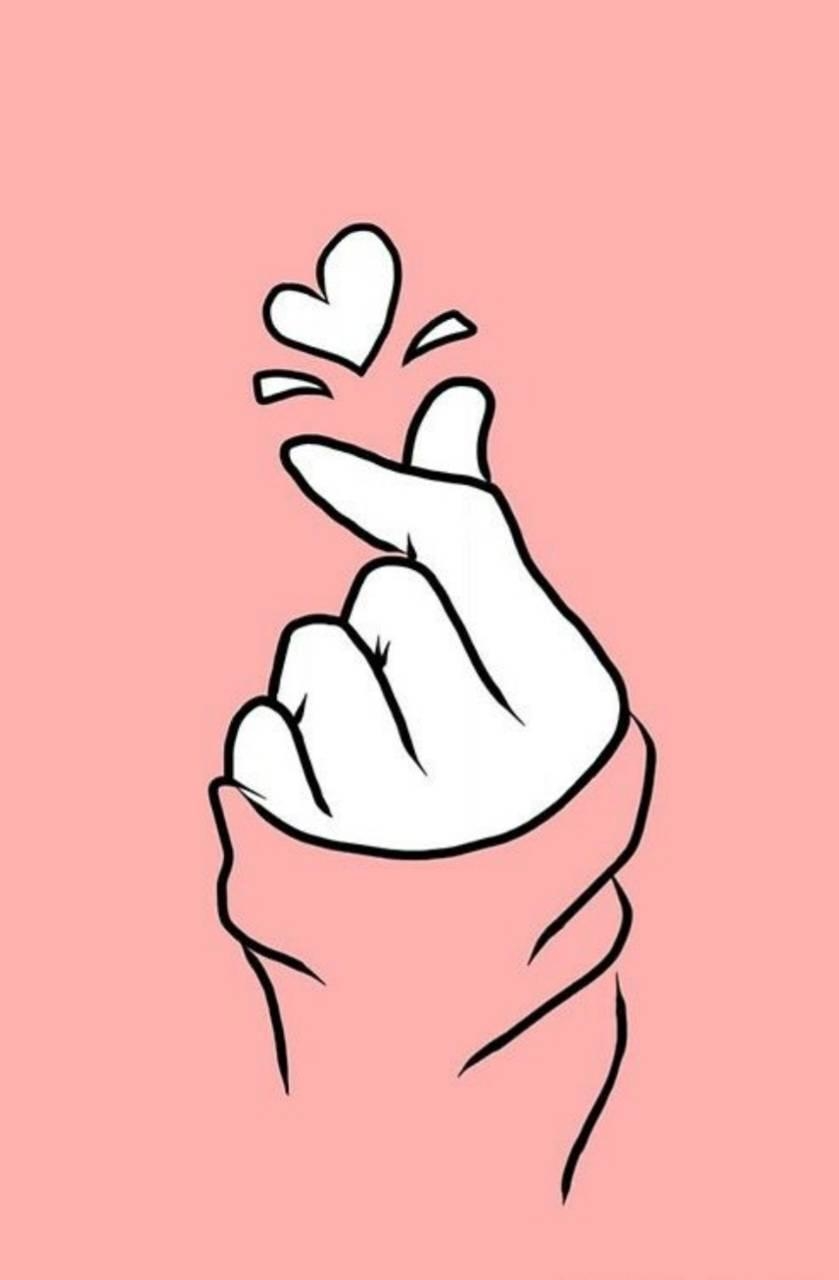 840x1280 Pink Korean Heart Wallpaper, Phone