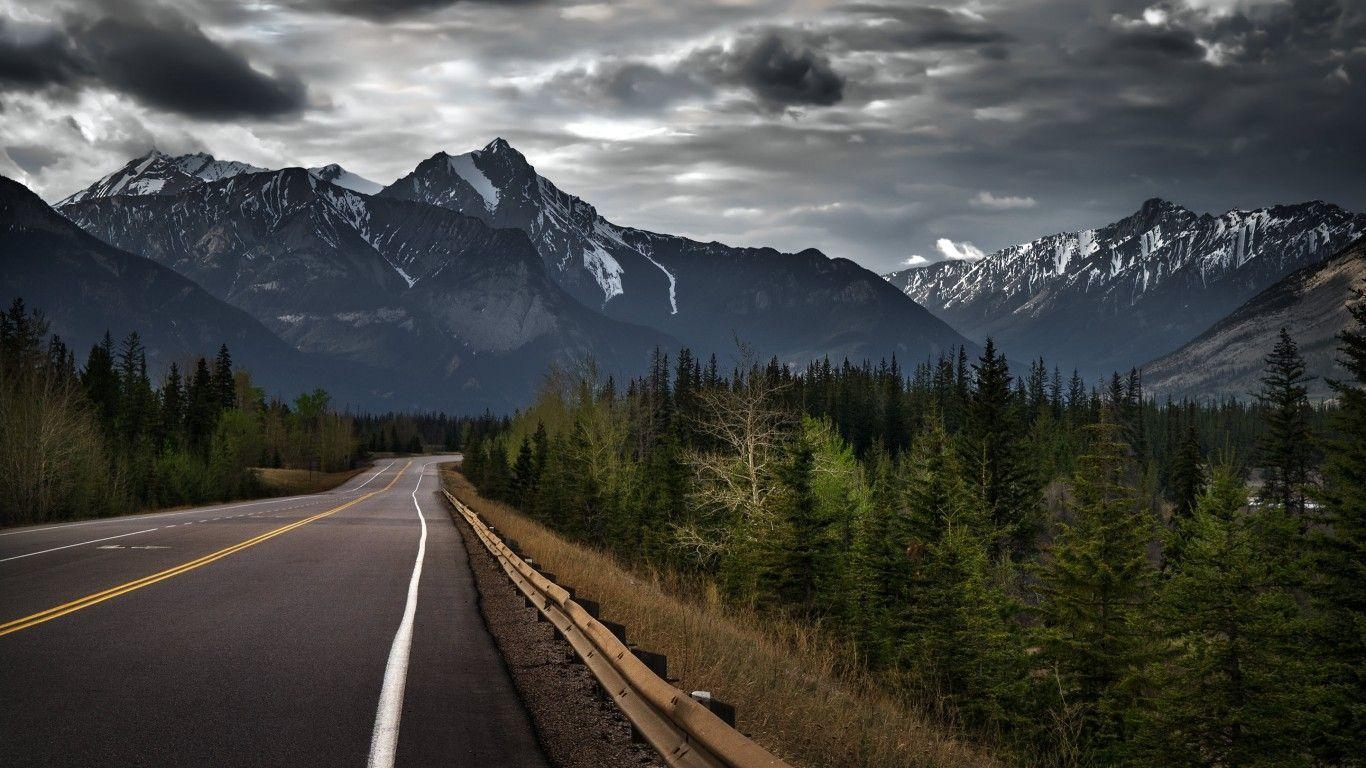 1370x770 Download Road trip on a stormy day, Canada HD wallpaper for 1366 x, Desktop