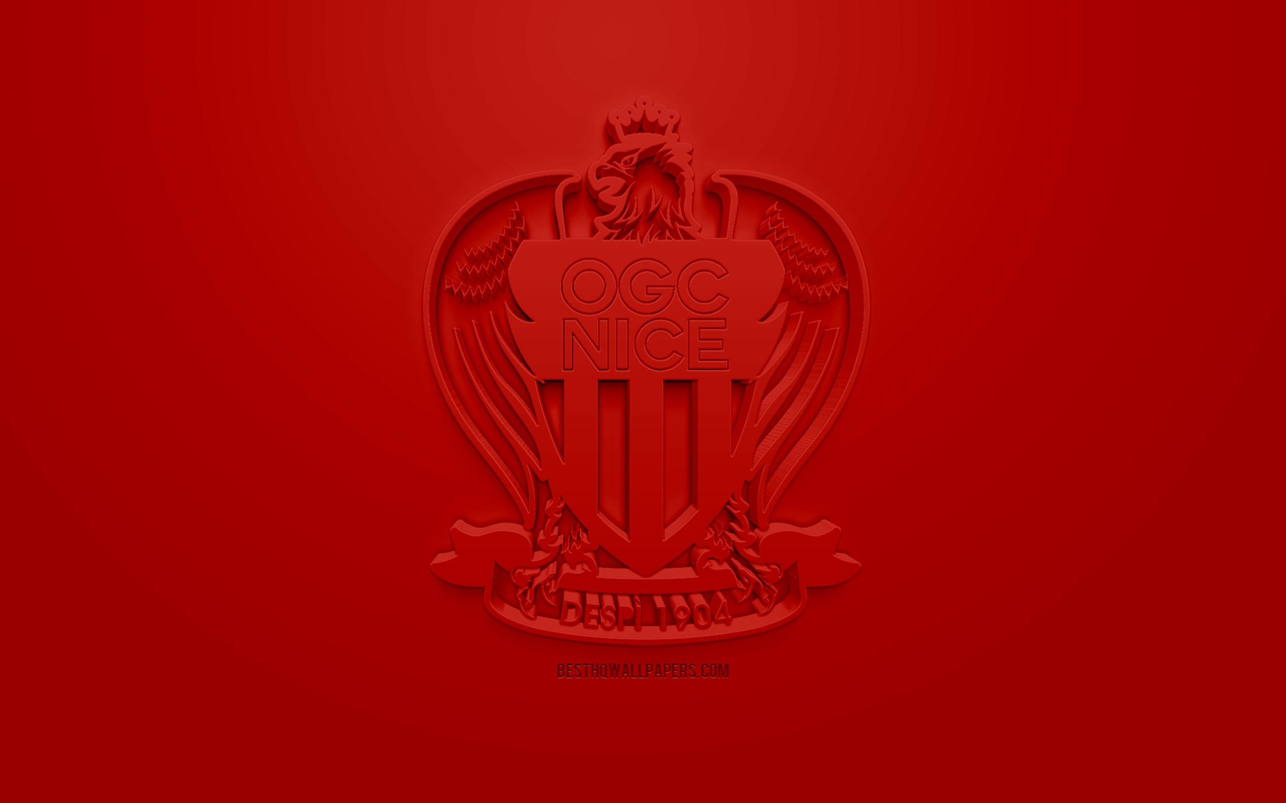 2560x1600 Download wallpaper OGC Nice, creative 3D logo, red background, 3D, Desktop