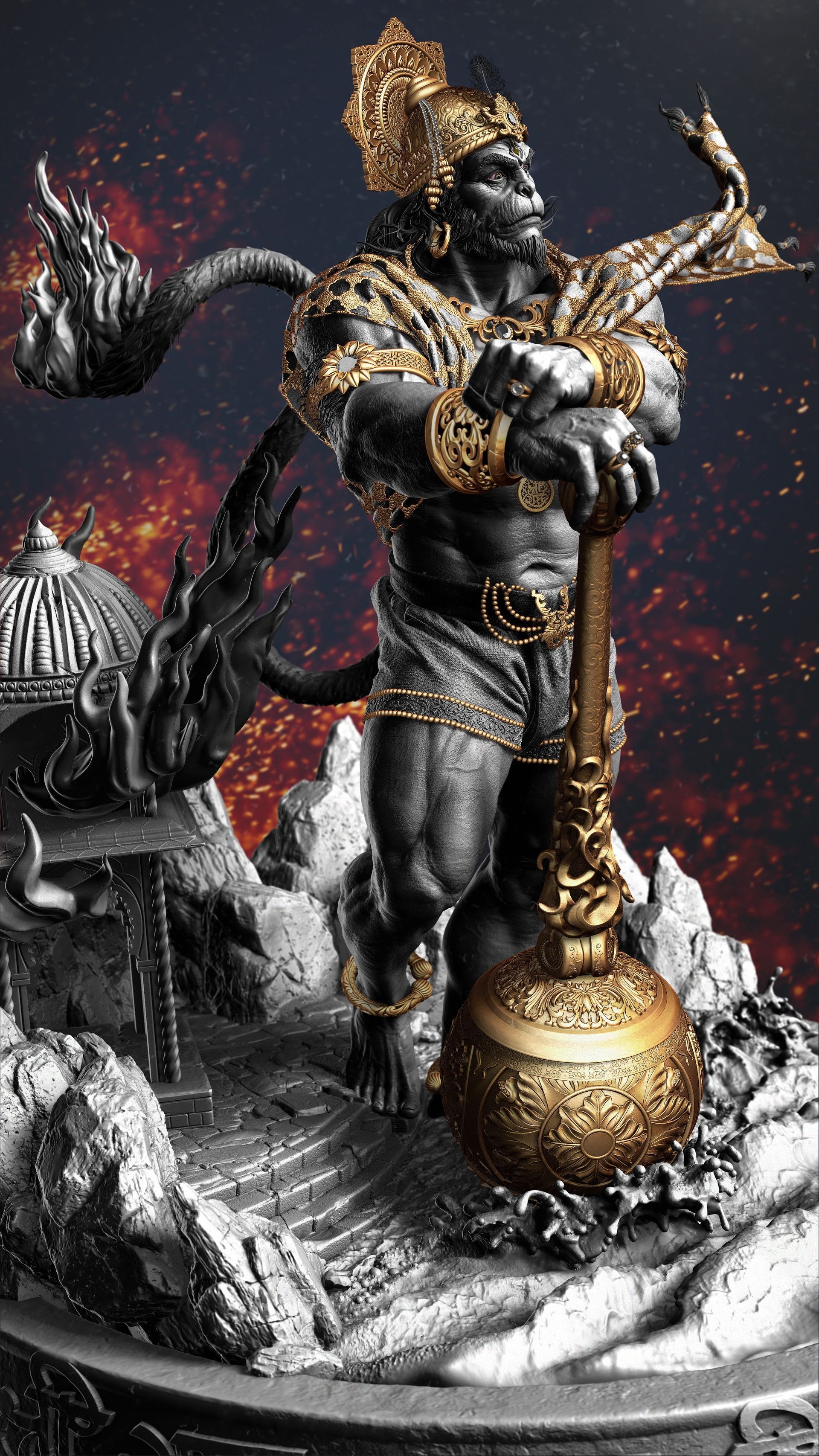 1920x3420 Hanuman 3D World Magazine cover, Gaurav Kumar. Lord, Phone