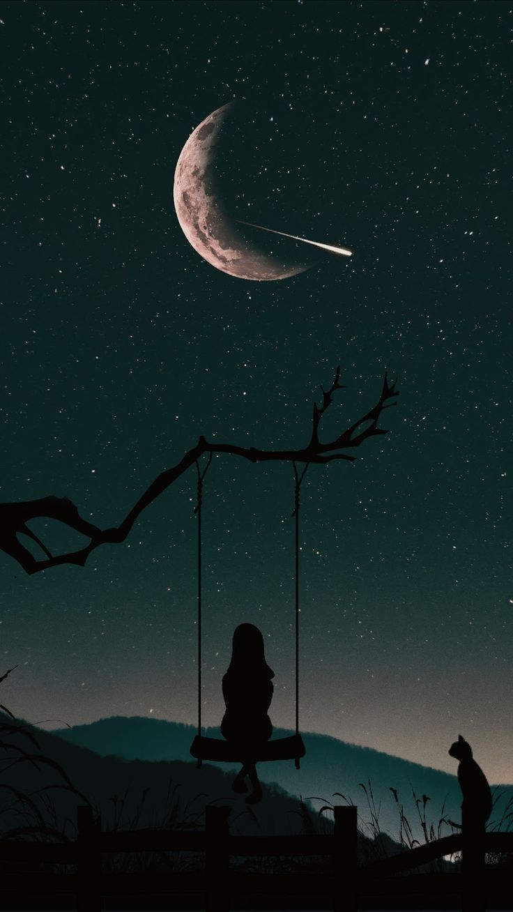 740x1310 Lonely in the night sky #wa. - # Lonely #himmel #Lonely. Blog Lonely in the night sk. Night sky wallpaper, Anime scenery wallpaper, Scenery wallpaper, Phone