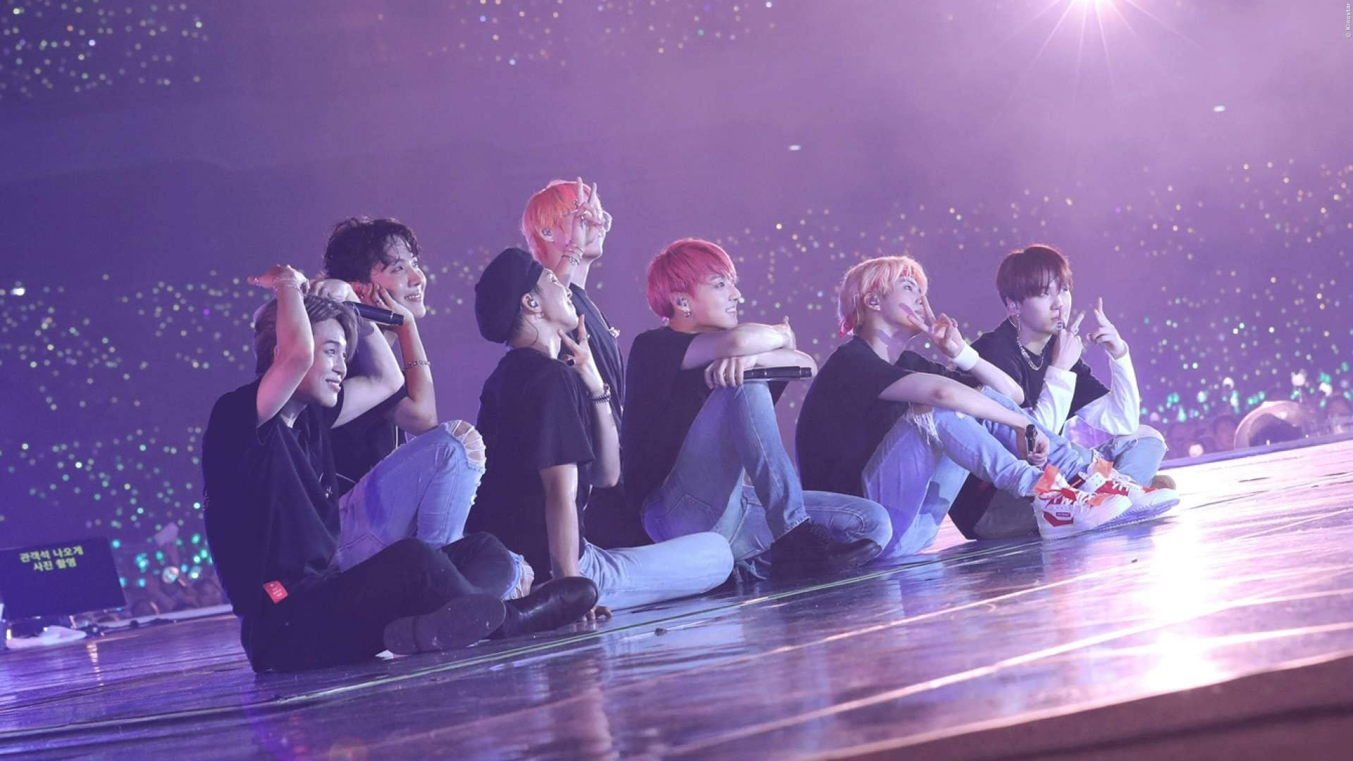 1920x1080 BTS On Purple Stage Aesthetic Wallpaper, Desktop