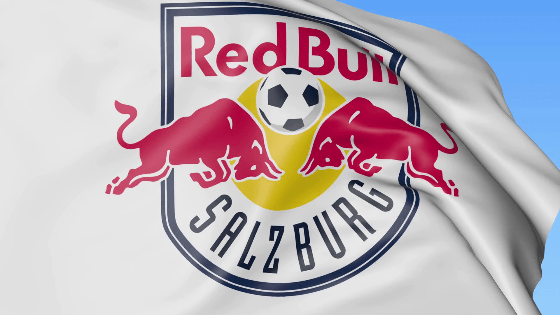 1920x1080 Close Up Of Waving Flag With FC Red Bull Salzburg Football Club Logo, Desktop