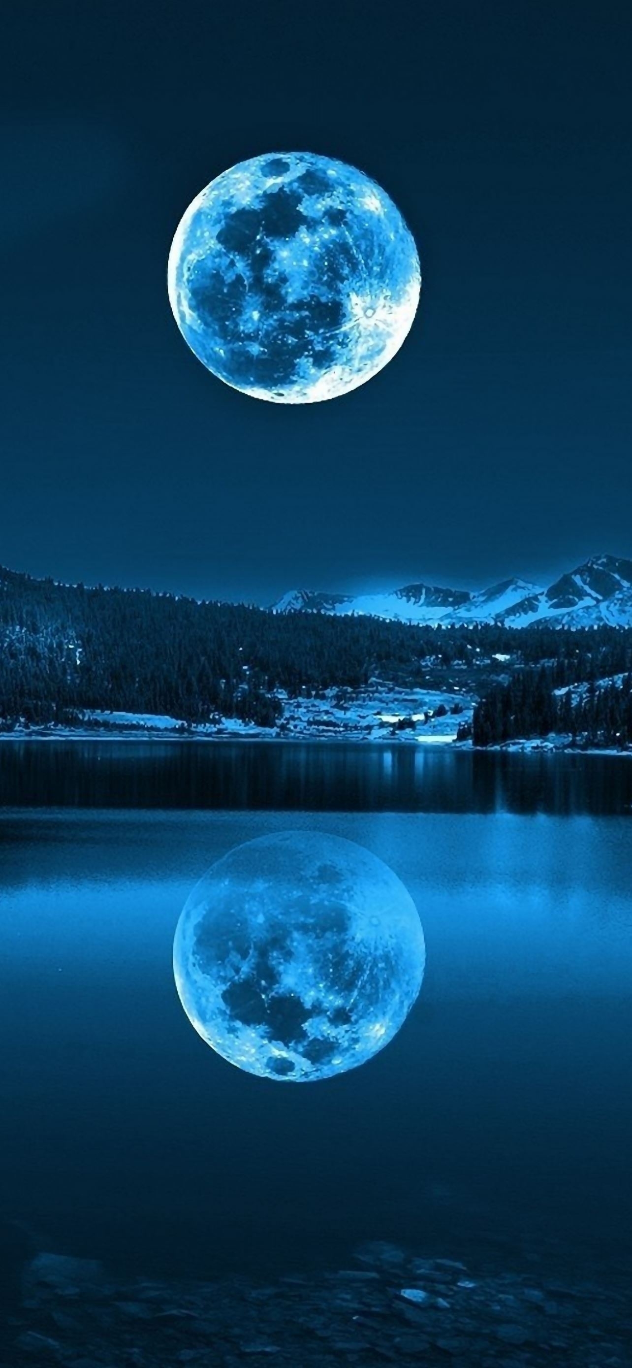 1290x2780 Moon in Cold Lakes iPhone Wallpaper, Phone