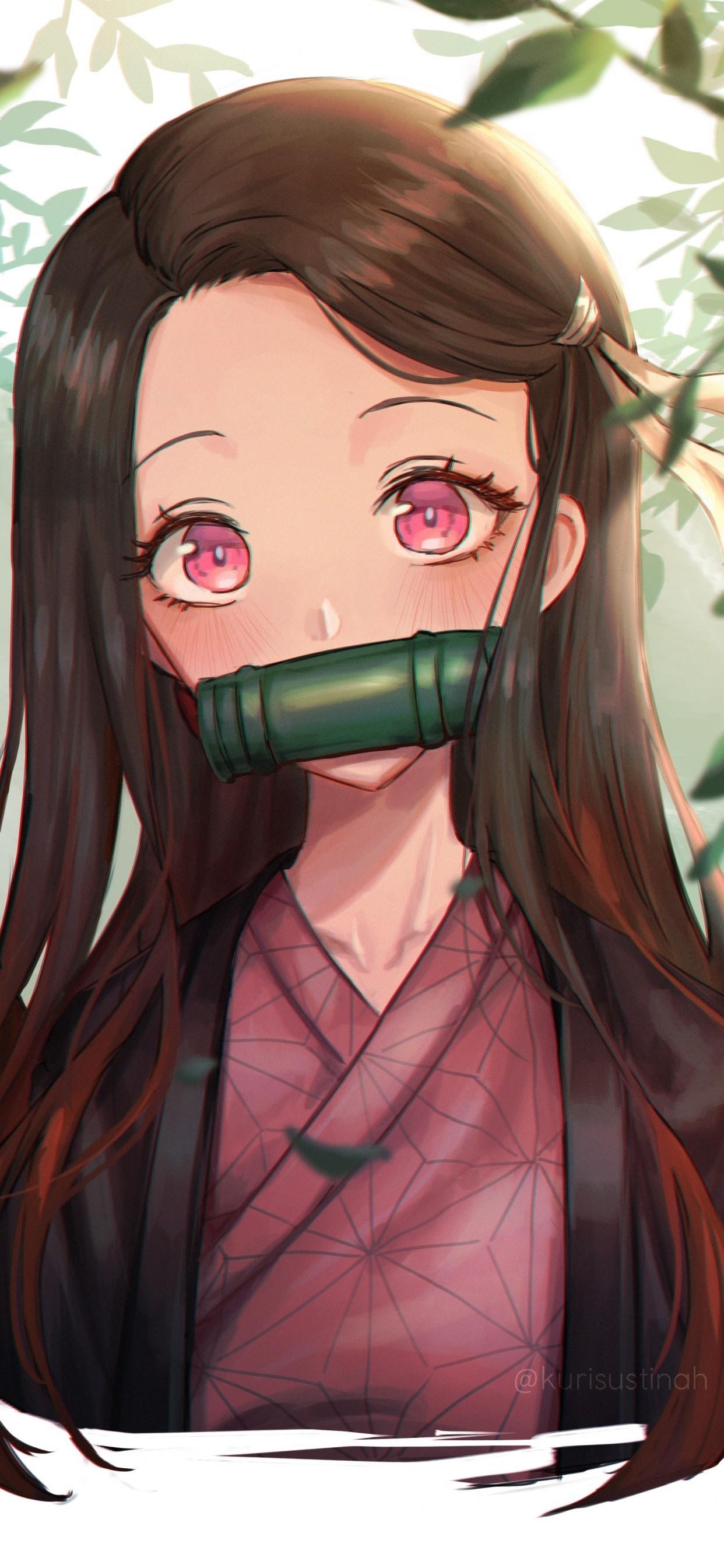 1250x2690 Download  Kamado Nezuko, Kimetsu No Yaiba, Brown Hair, Pretty, Kimono Wallpaper for iPhone XS Max, Phone