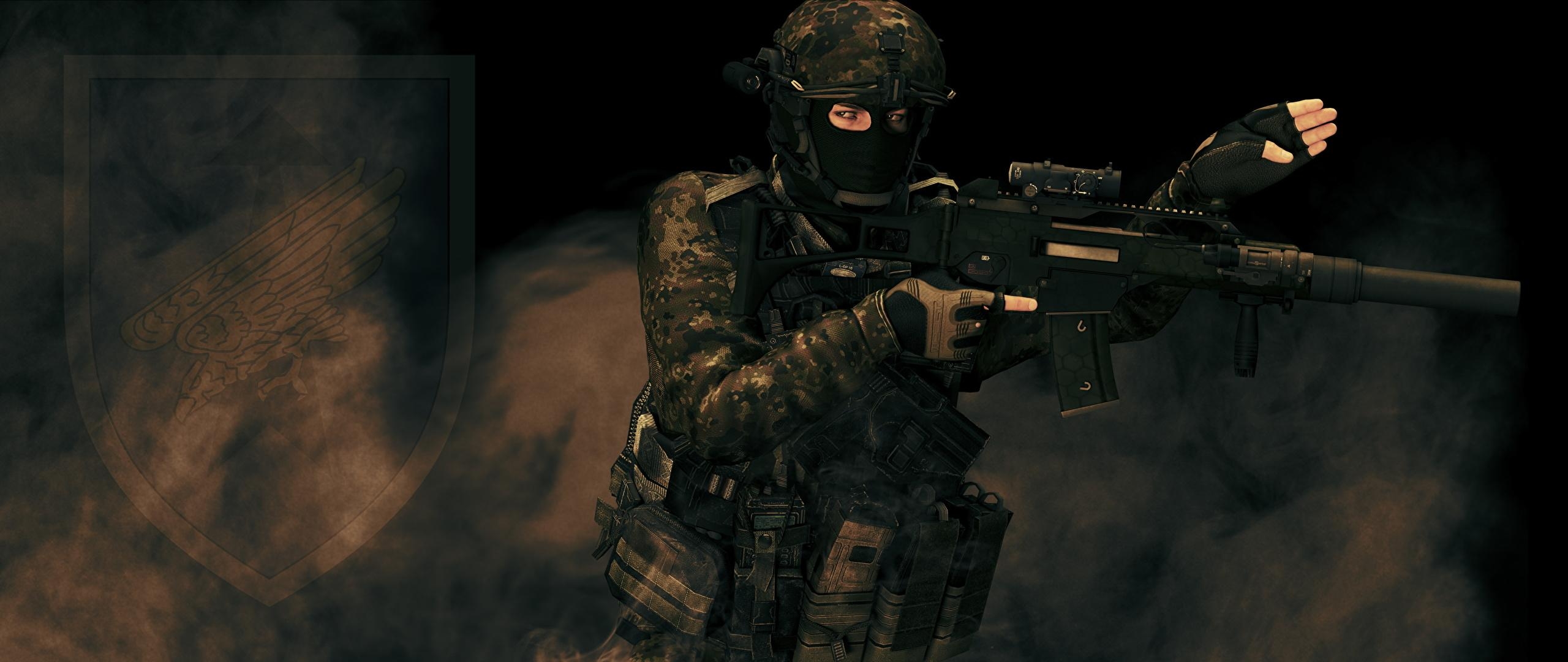 2560x1080 Wallpaper Soldiers Assault rifle Special Forces Command,, Dual Screen