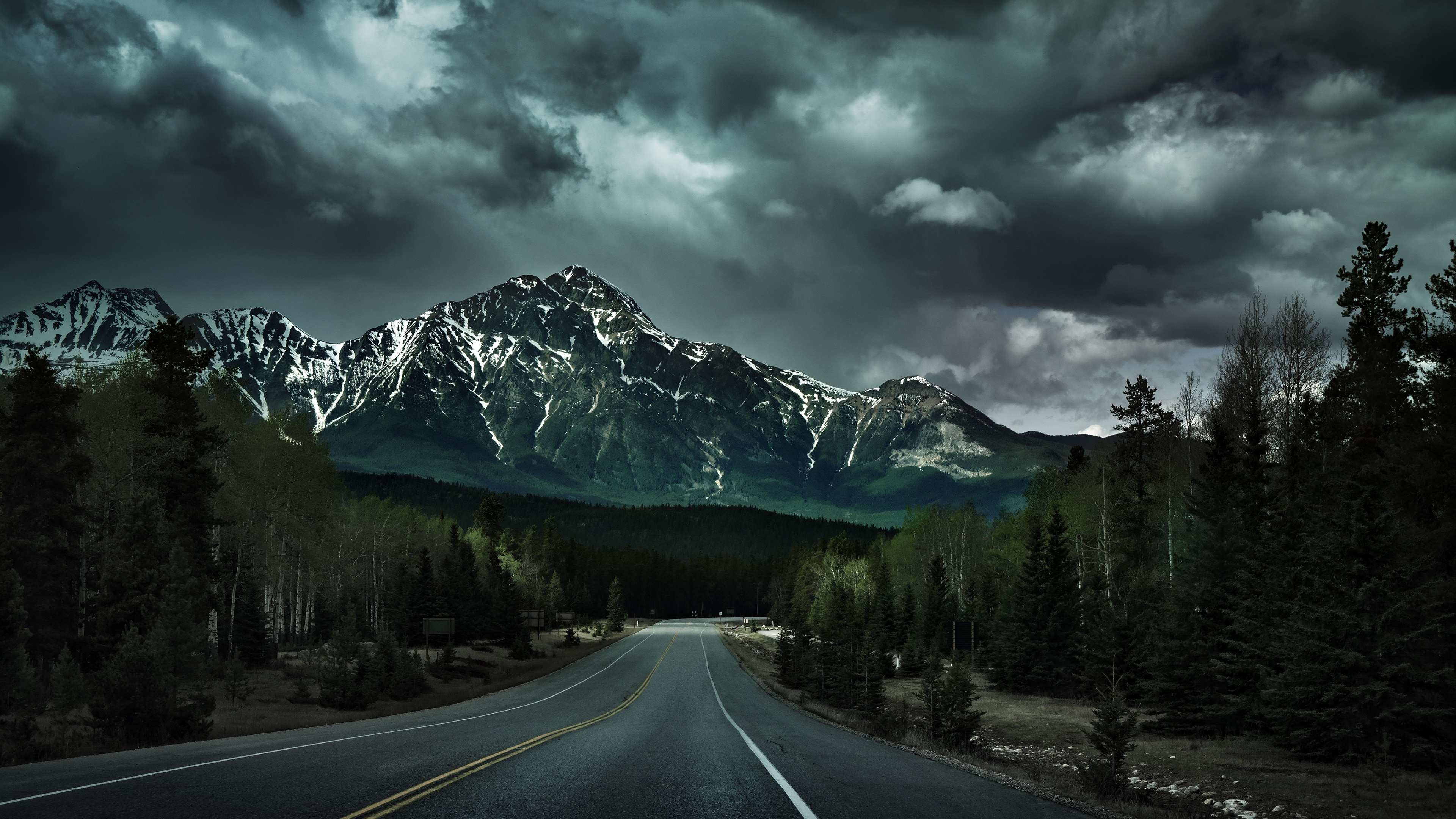 3840x2160 Endless Road Wallpaper 4K, Canadian Rockies, Nature, Desktop