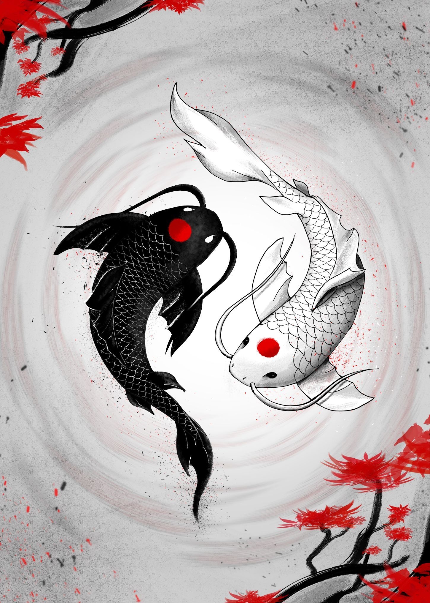 1450x2030 Japanese Koi Fish Art. Koi art, Fish art, Koy fish drawing, Phone