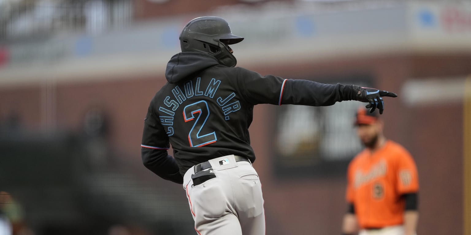 1540x770 Jazz Chisholm Jr. hits first career leadoff home run, Dual Screen