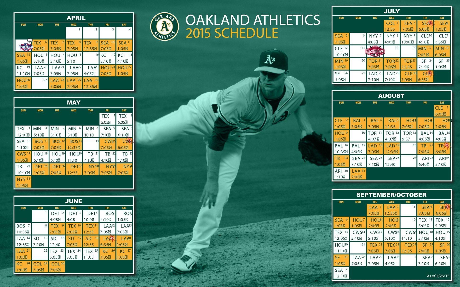 1920x1200 Oakland Athletics Baseball Mlb Schedule 2015, Desktop