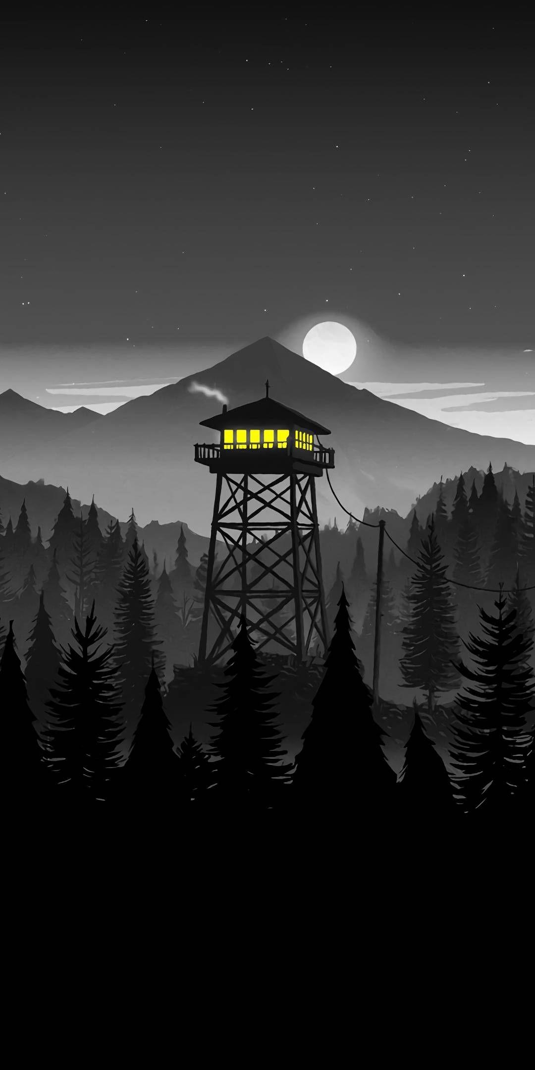 1080x2160 Firewatch Night iPhone Wallpaper. Fundos. Minimalist, Phone