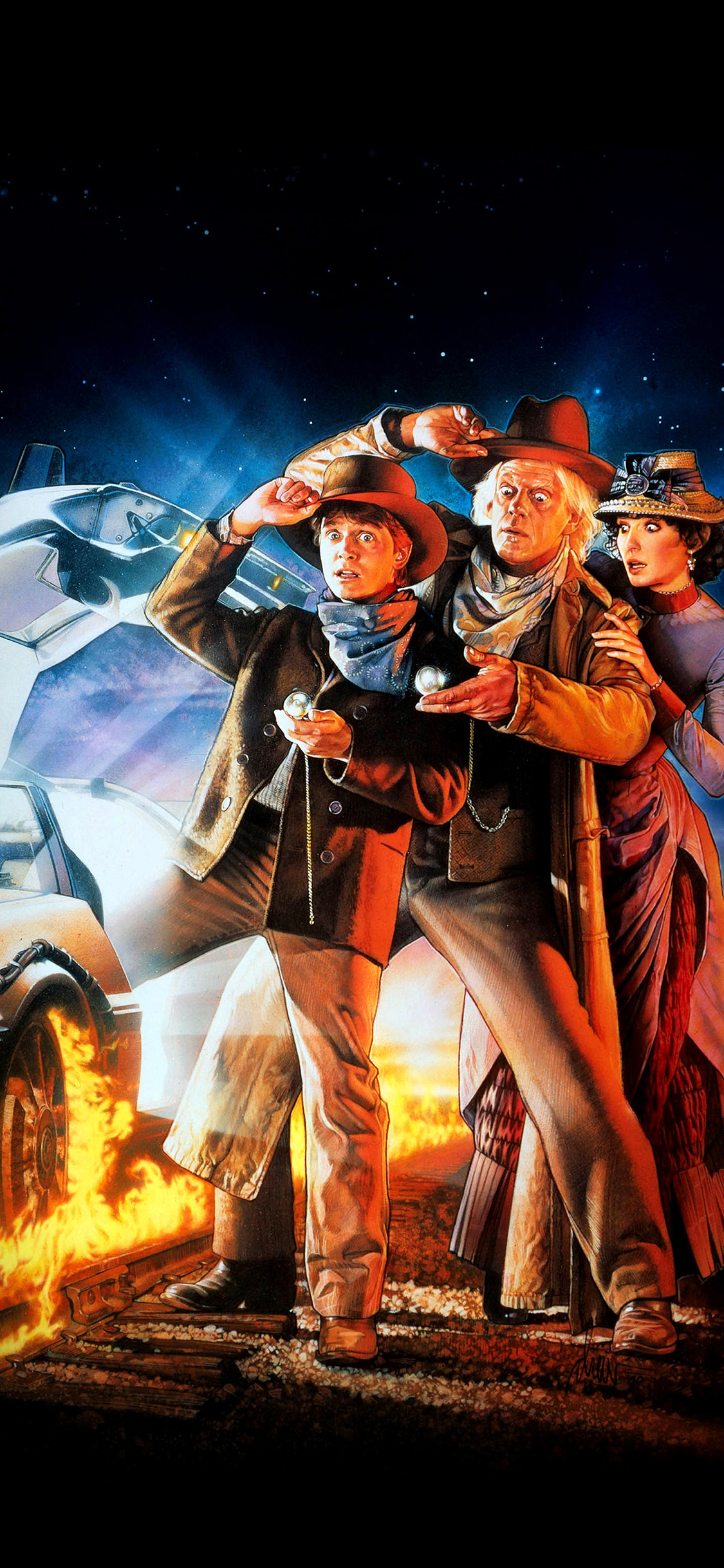 1130x2440 back to the future 3 poster film art, Phone