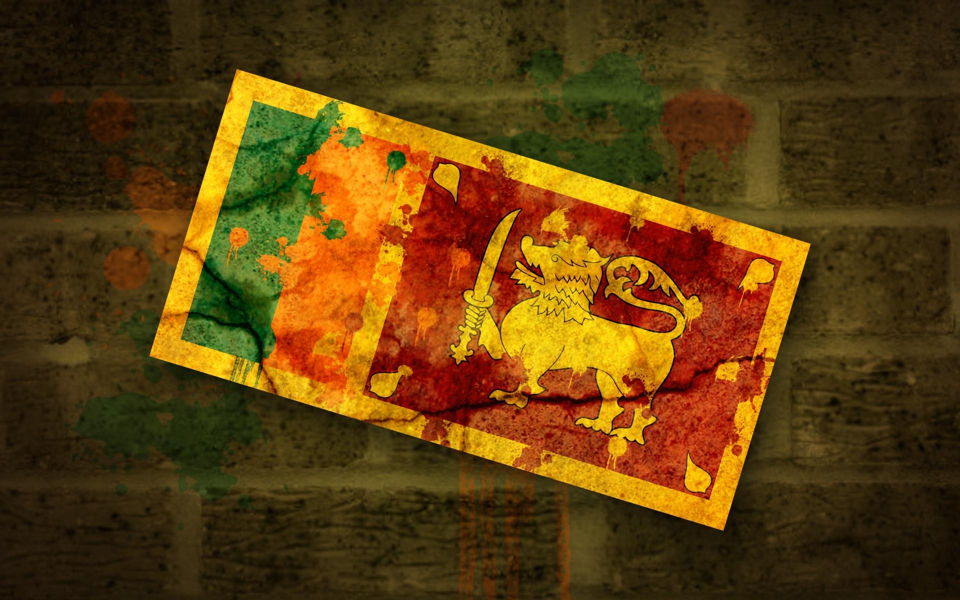 1920x1200 I made a grungy Sri Lankan flag wallpaper! [1920 x 1200], Desktop