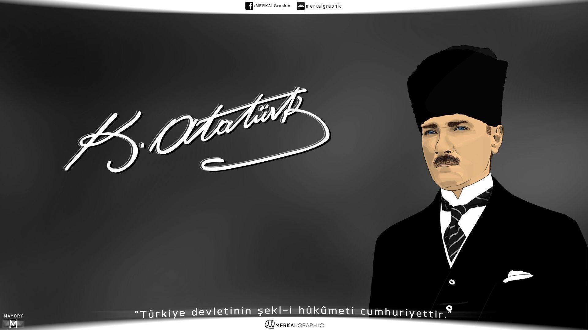 1920x1080 Mustafa Kemal Atatürk Vector Wallpaper, Desktop