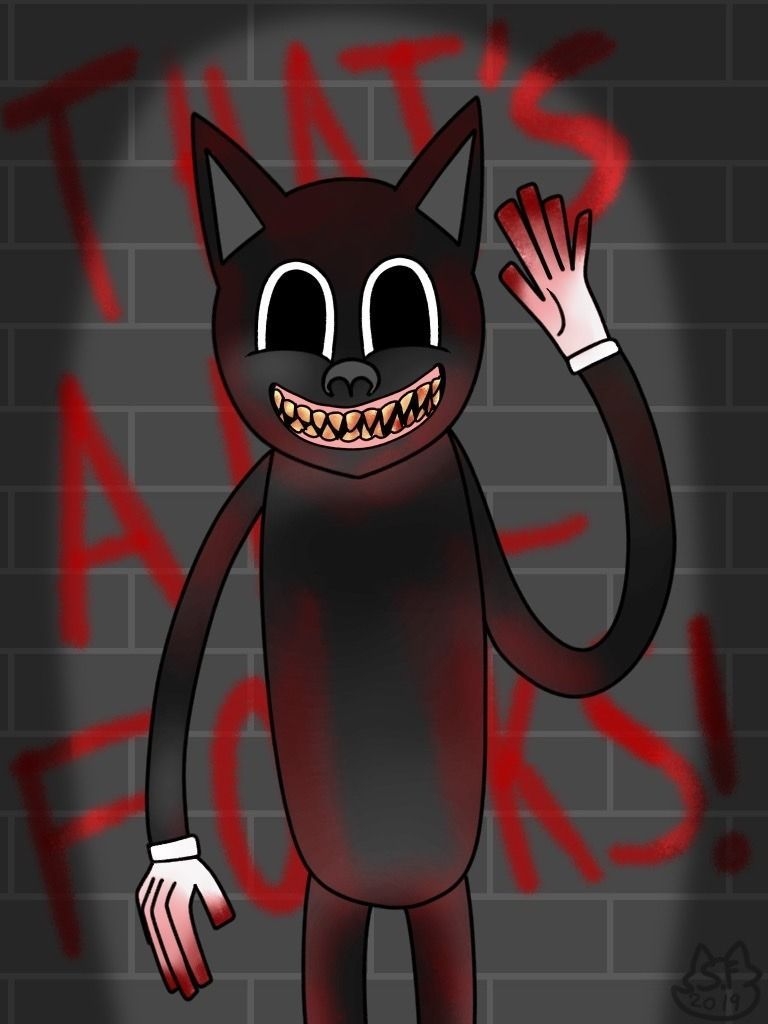 770x1030 Been meaning to draw something spooky this month, so I decided to draw Cartoon Cat. Cartoon cat drawing, Creepy cat, Cartoon dog, Phone