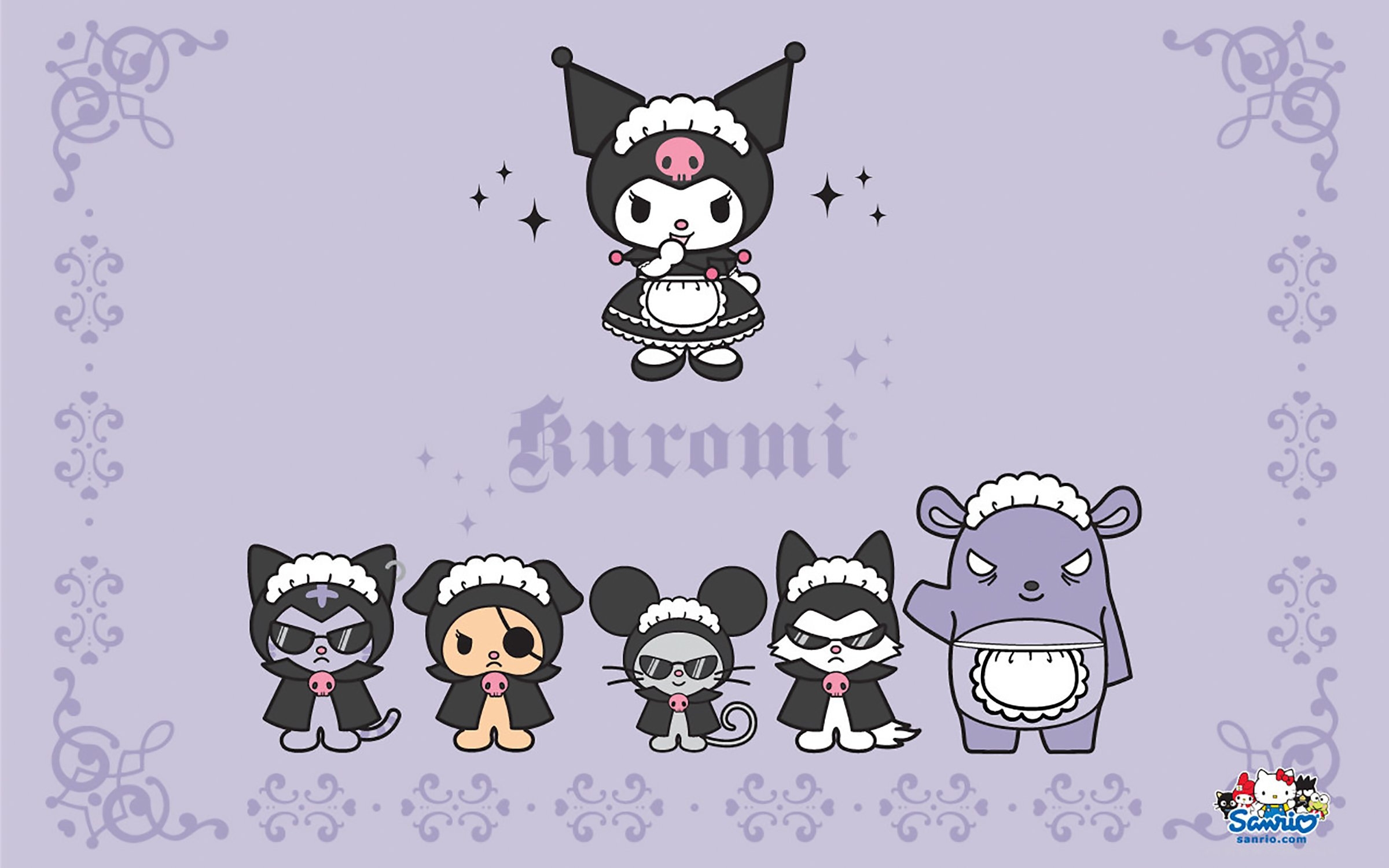 2400x1500 Kuromi & Friends Retro Purple Wallpaper, Desktop