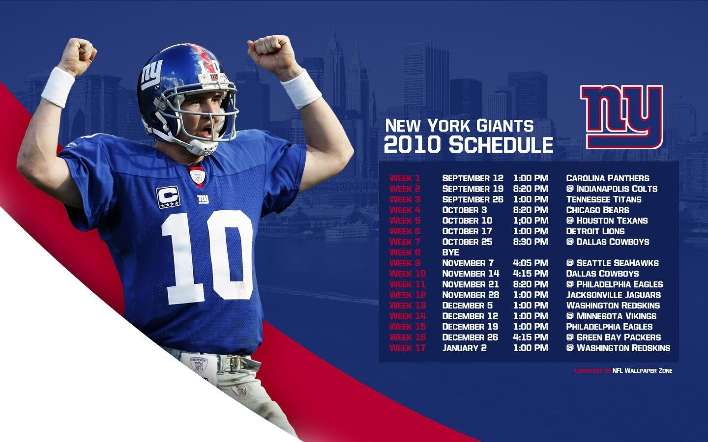 1440x900 NFL Wallpaper Zone: NY / New York Giants 2010 Schedule Wallpaper, Desktop