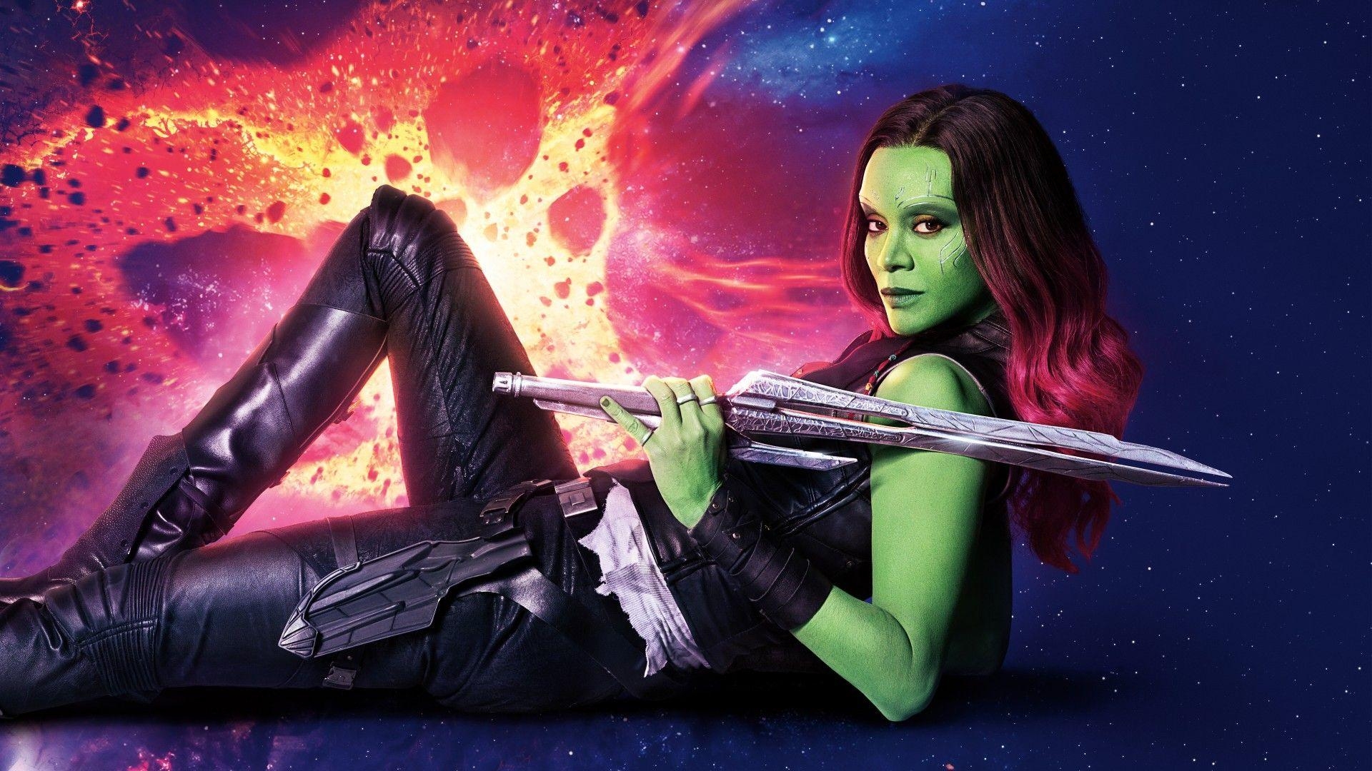 1920x1080 Wallpaper Zoe Saldana, Gamora, Guardians of the Galaxy Vol 4K, Desktop