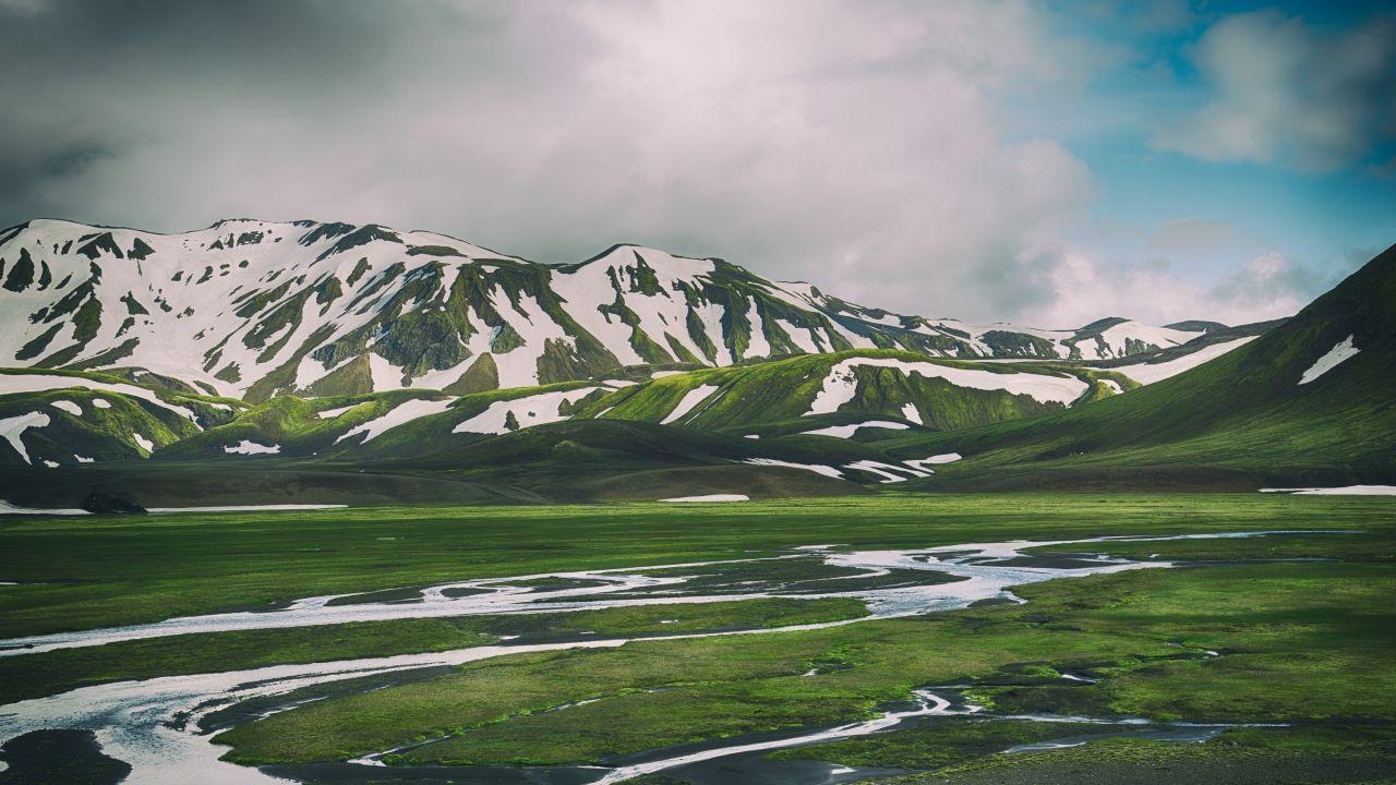 1280x720 Wallpaper Iceland, Mountains, Snow, 4K, 8K, Nature, Desktop