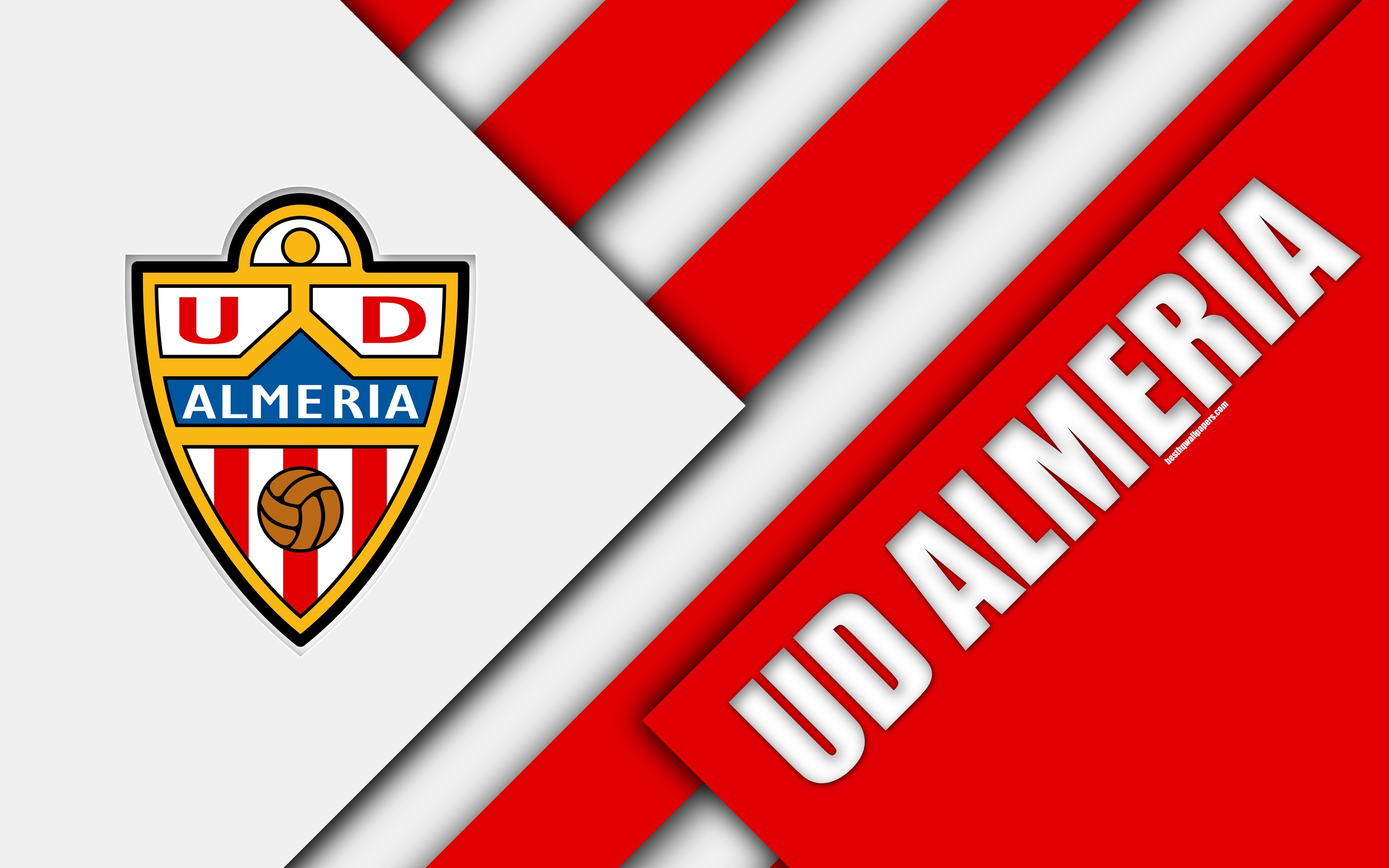 3840x2400 Download wallpaper UD Almeria, 4k, material design, Spanish, Desktop