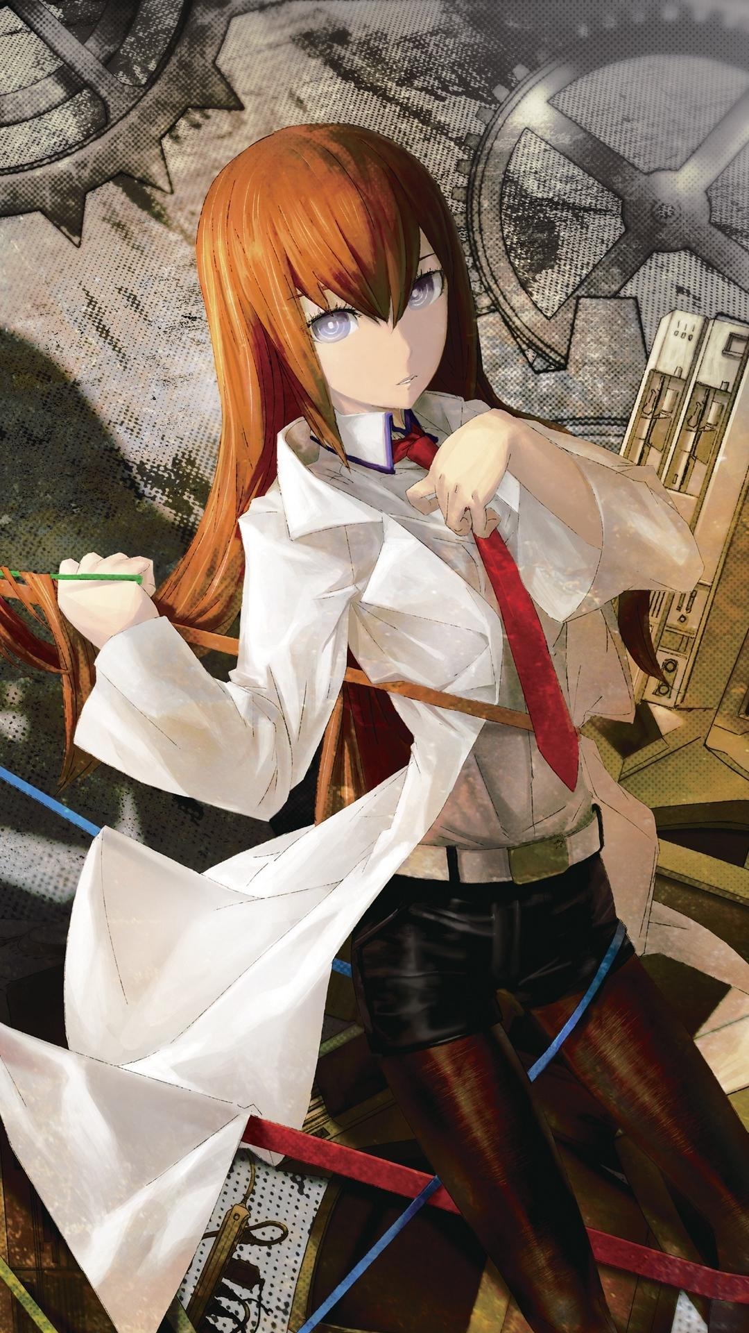 1080x1920 Download wallpaper  huke, steins gate, makise kurisu, okabe, Phone