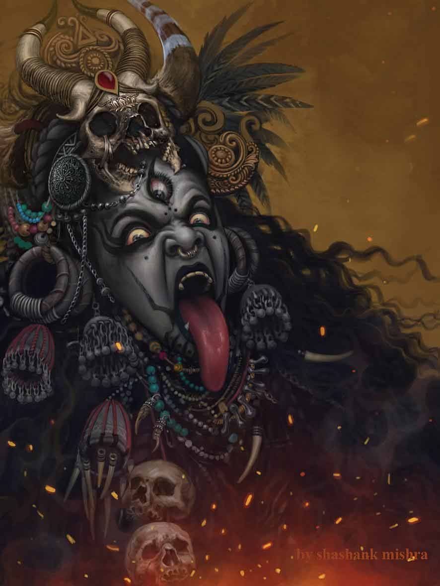 890x1190 Kali Ma painting by Shashank Mishra, Your Heart. Shiva, Phone