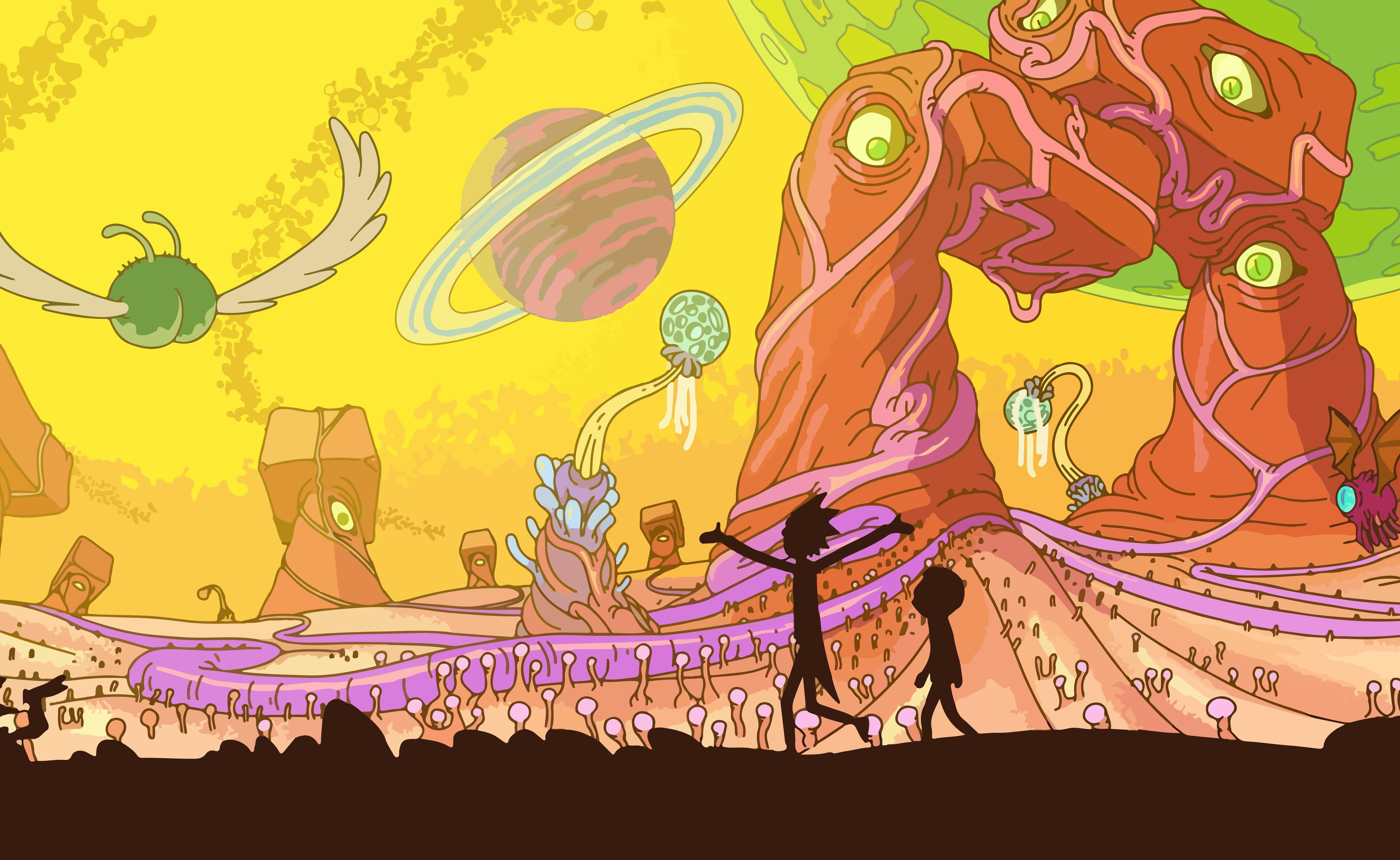 7100x4360 Rick And Morty, Adult Swim, Space, Animation, Planet Wallpaper HD, Desktop