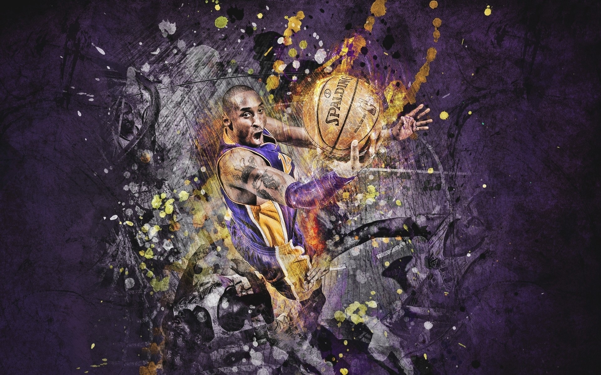 1920x1200 Basketball Art Illustration Painting Graffiti Artistic Wallpaper Background Kobe Bryant, Desktop