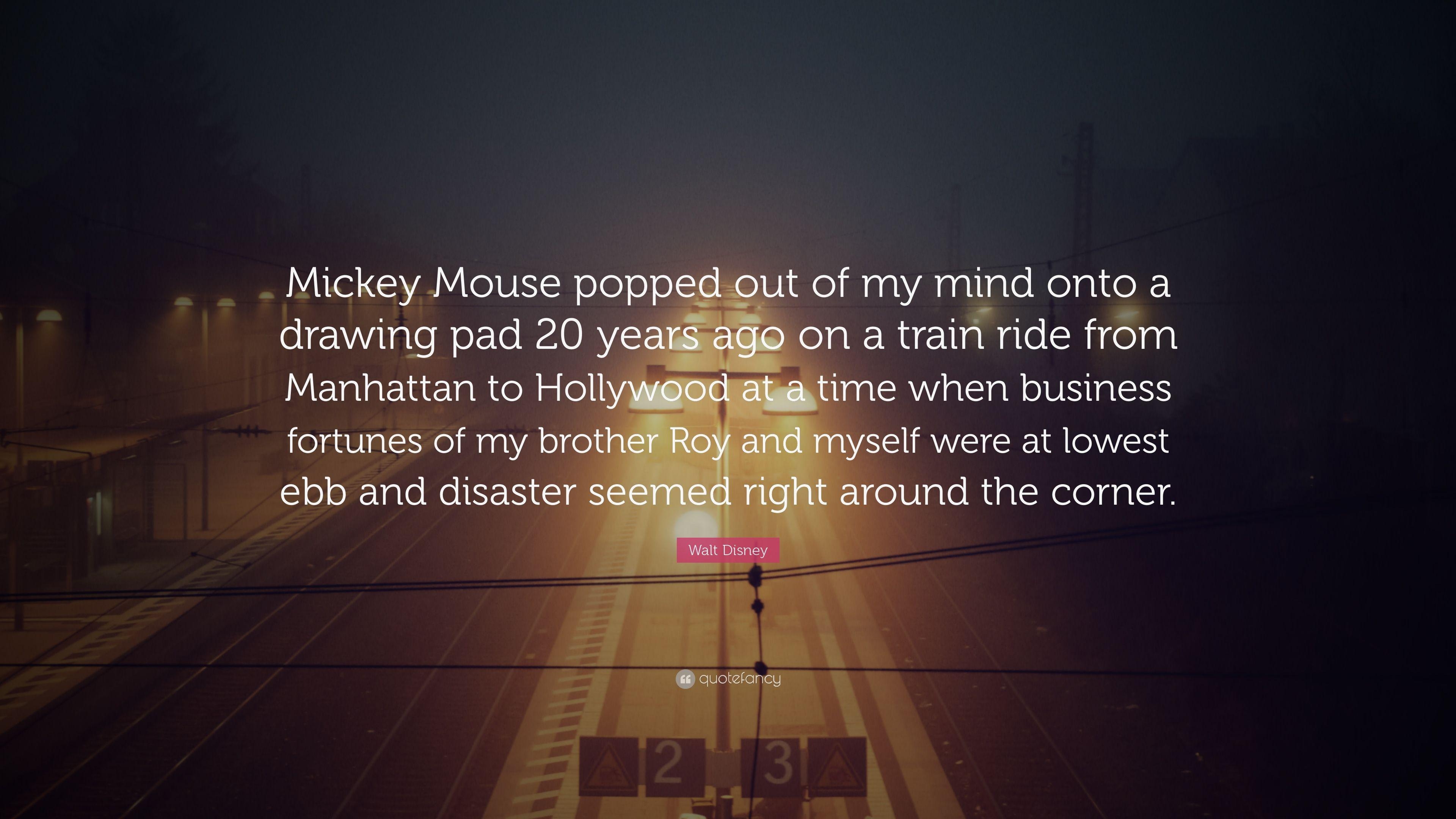 3840x2160 Walt Disney Quote: “Mickey Mouse popped out of my mind onto a, Desktop