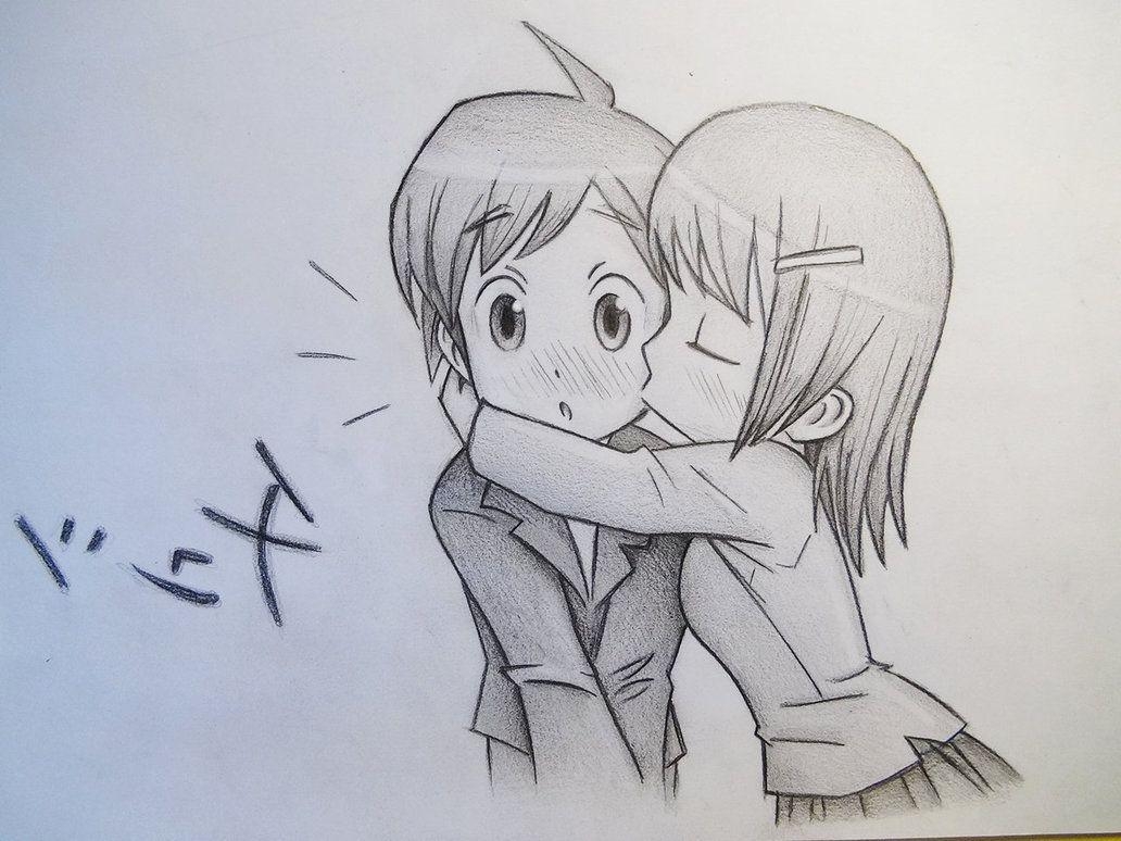 1040x780 Ruang Belajar siswa kelas 6: Anime Drawings Boy And Girl Kissing, Desktop