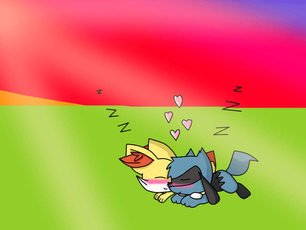 1030x770 riolu x fennekin sleeping, Desktop