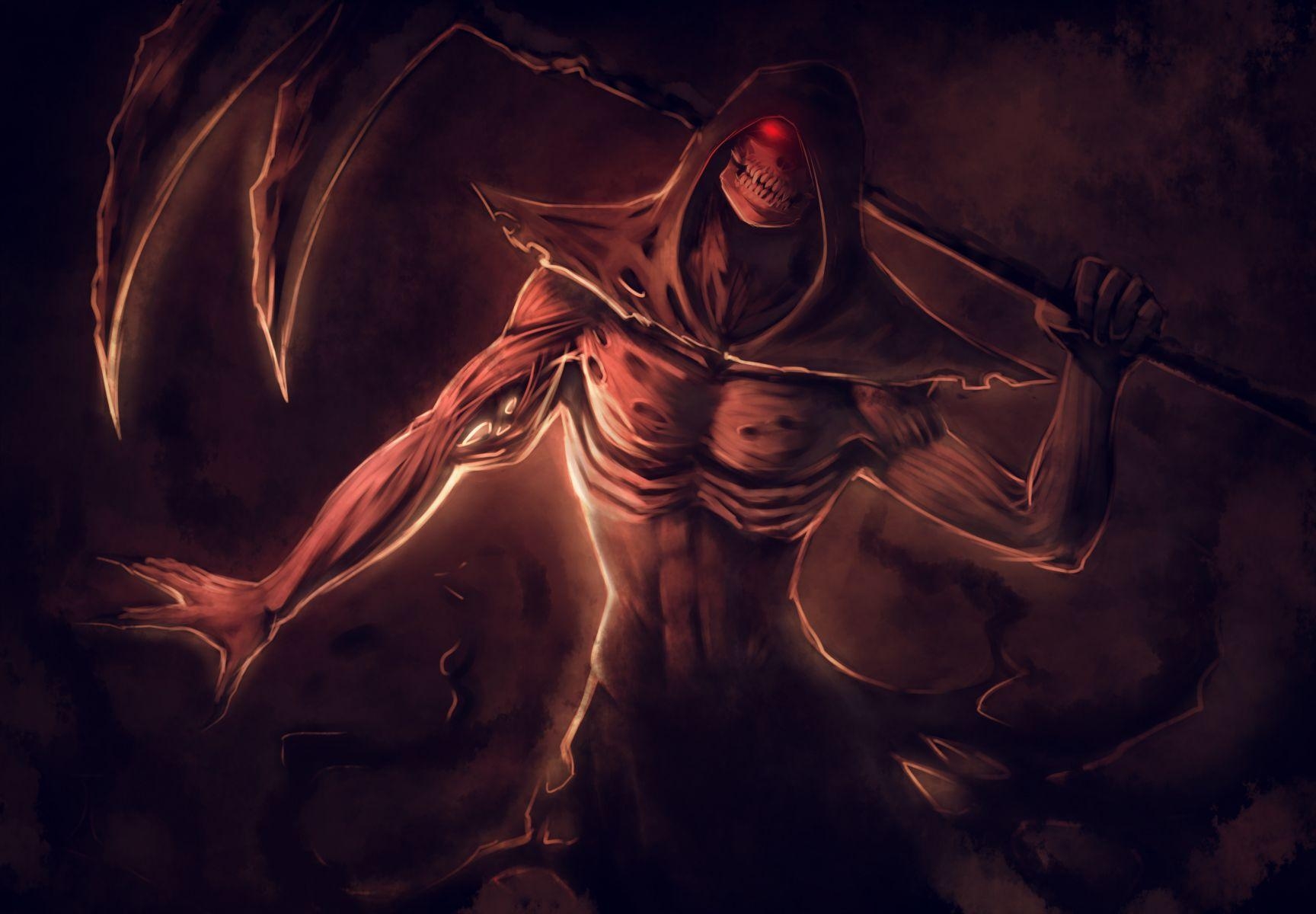 1730x1200 Download Dark Grim Reaper Horror Skeletons Skull Creepy Anime, Desktop