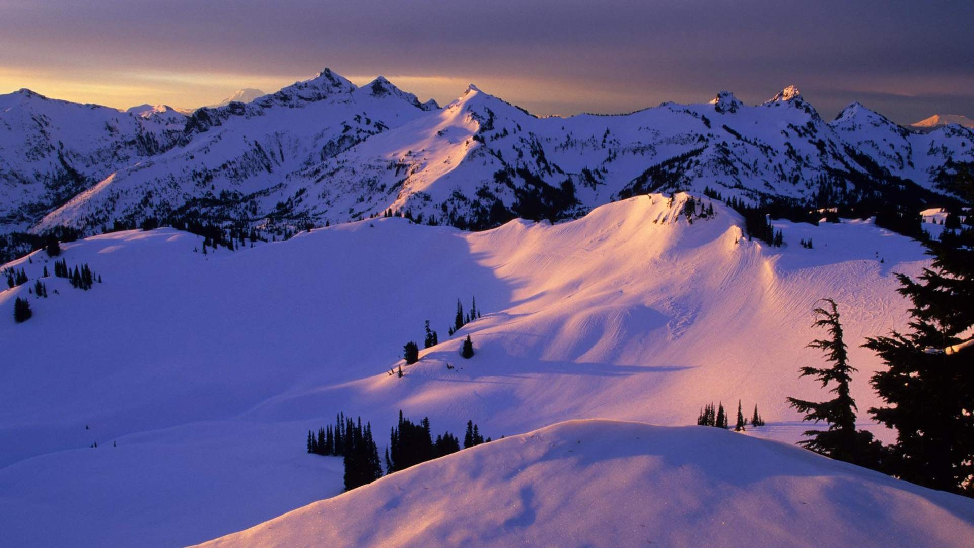 1920x1080 Snow Mountain Sunset Wallpaper, Desktop