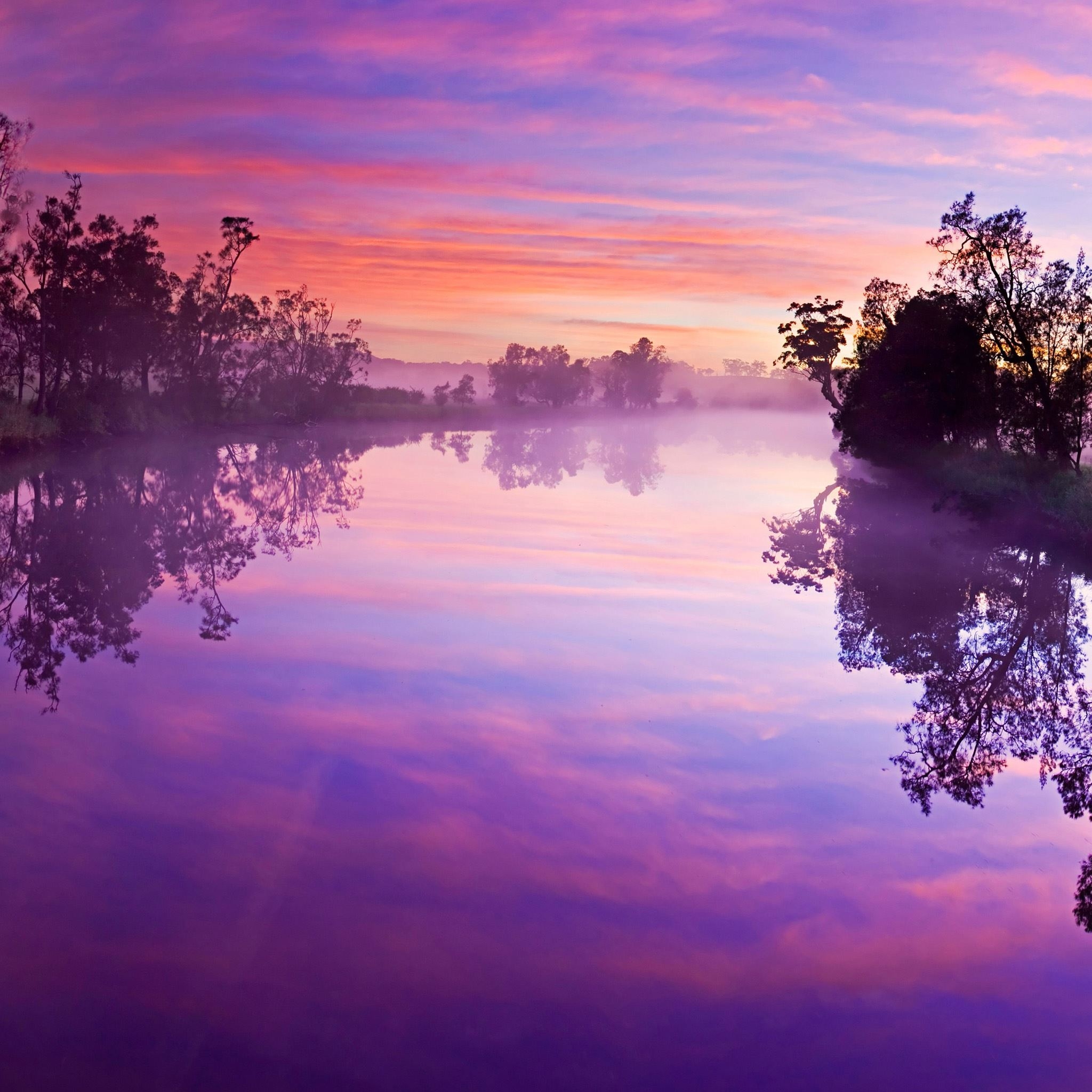 2050x2050 Purple river reflection iPad Air Wallpaper Free Download, Phone