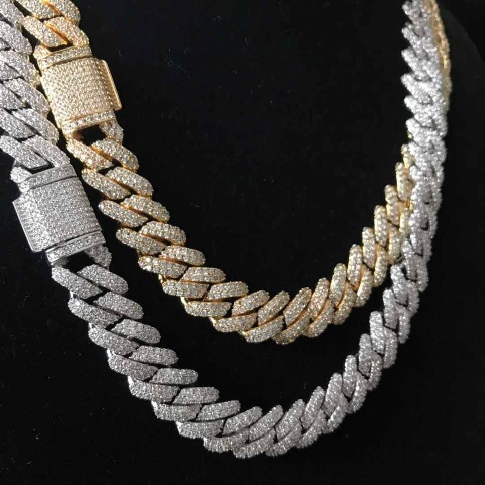 960x960 Iced out bling bling prong cuban link chain, Phone