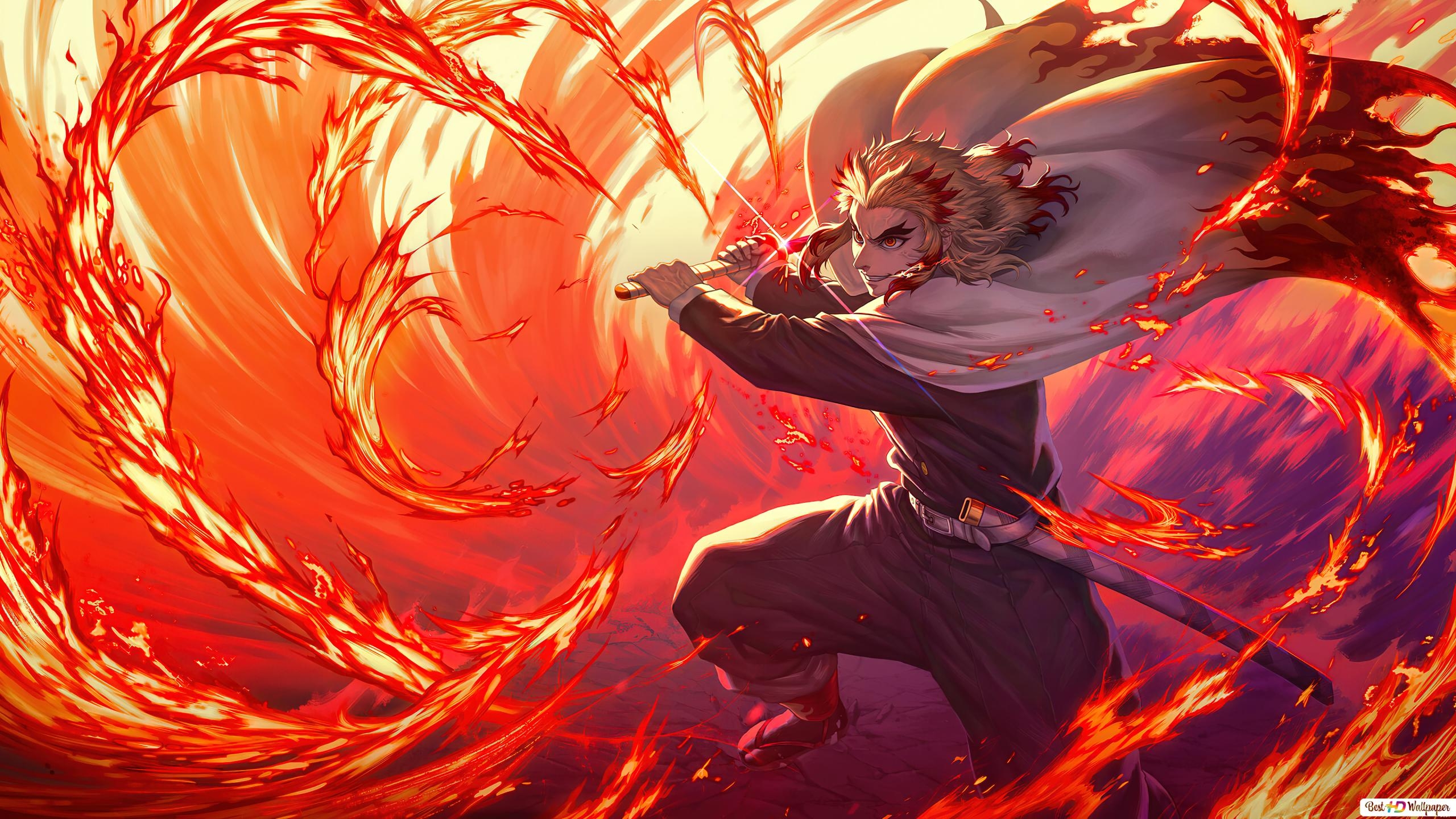 2560x1440 Demon Slayer, Kyojuro Rengoku HD wallpaper download, Desktop