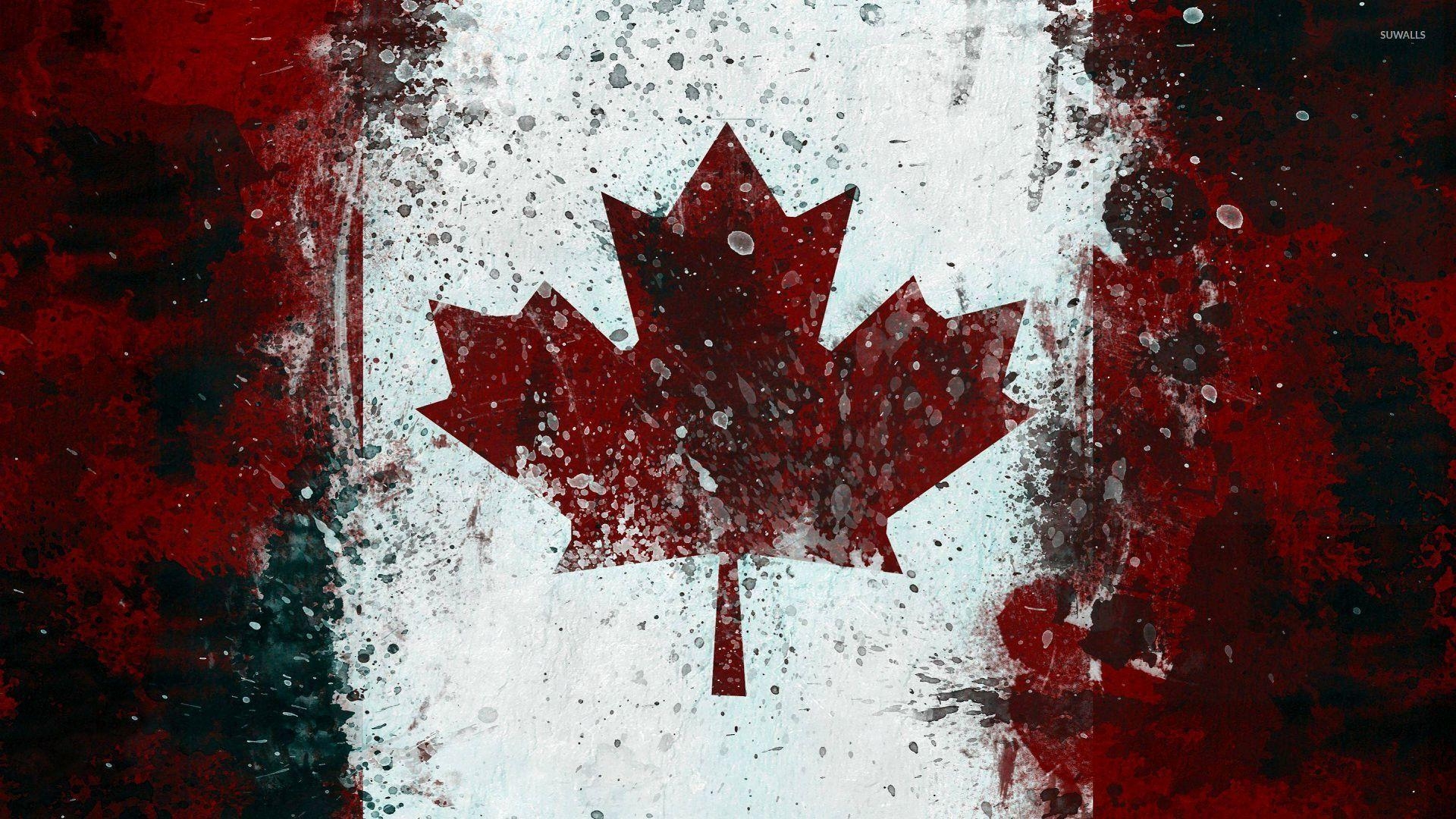 1920x1080 Canadian flag with paint drops wallpaper Art wallpaper, Desktop