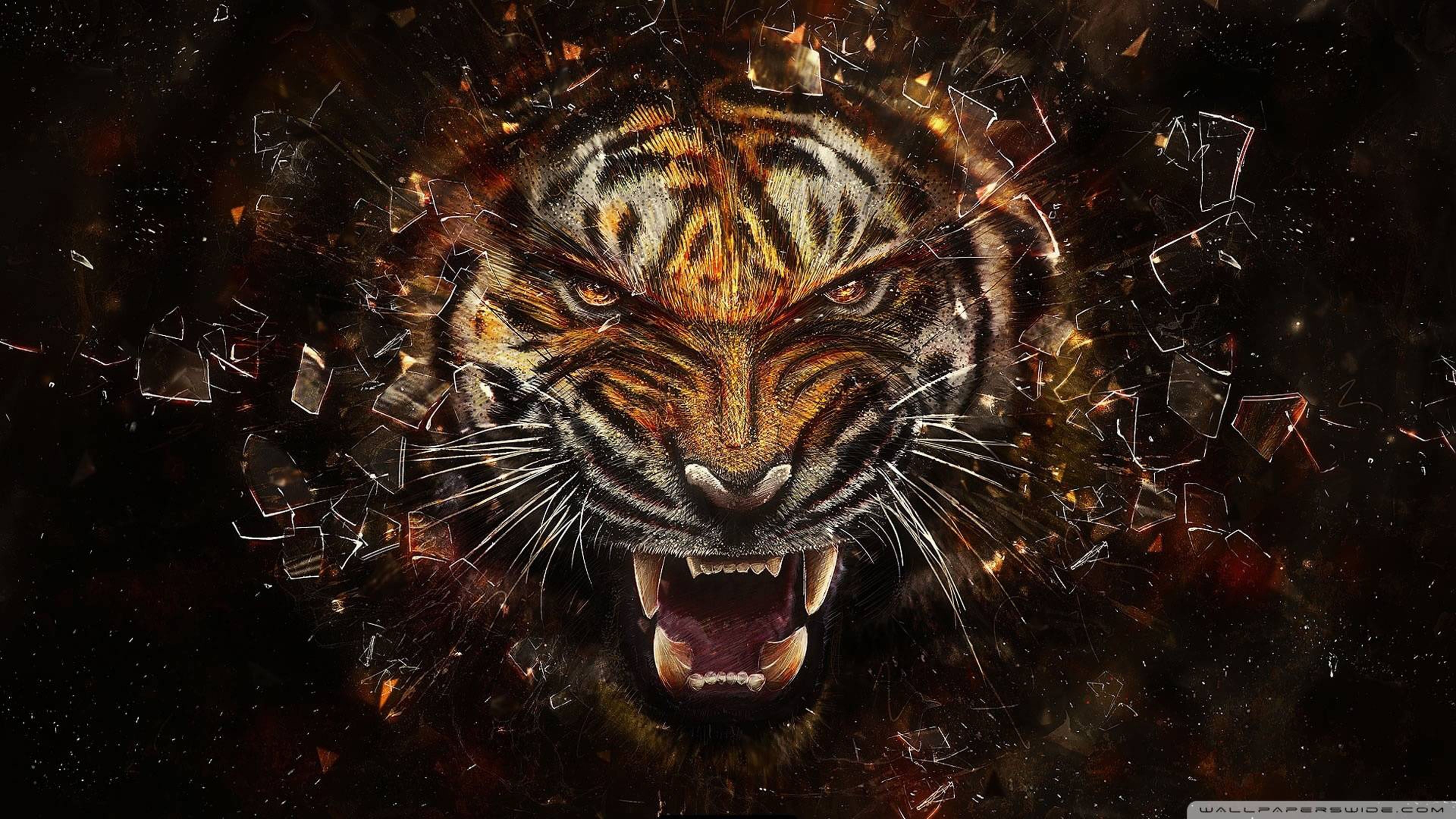 3840x2160 Roaring tiger ultra HD 4k wallpaper. Abstract. Tiger artwork, Desktop