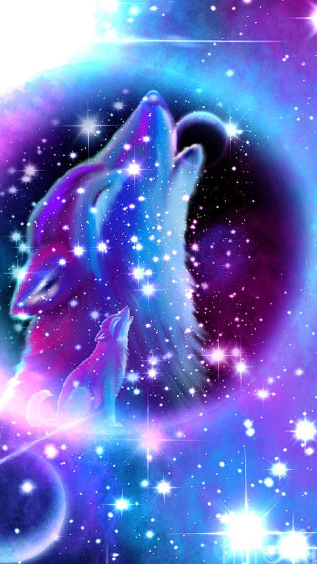 1080x1920 Download Starry Howling Galaxy Wolf Wallpaper, Phone