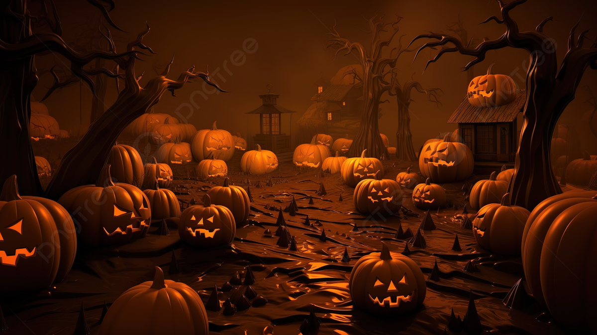 1200x680 Halloween Pumpkin Scene Wallpaper Background, 3D Illustrator Halloween Background Orange, HD Photography Photo Background Image And Wallpaper for Free Download, Desktop