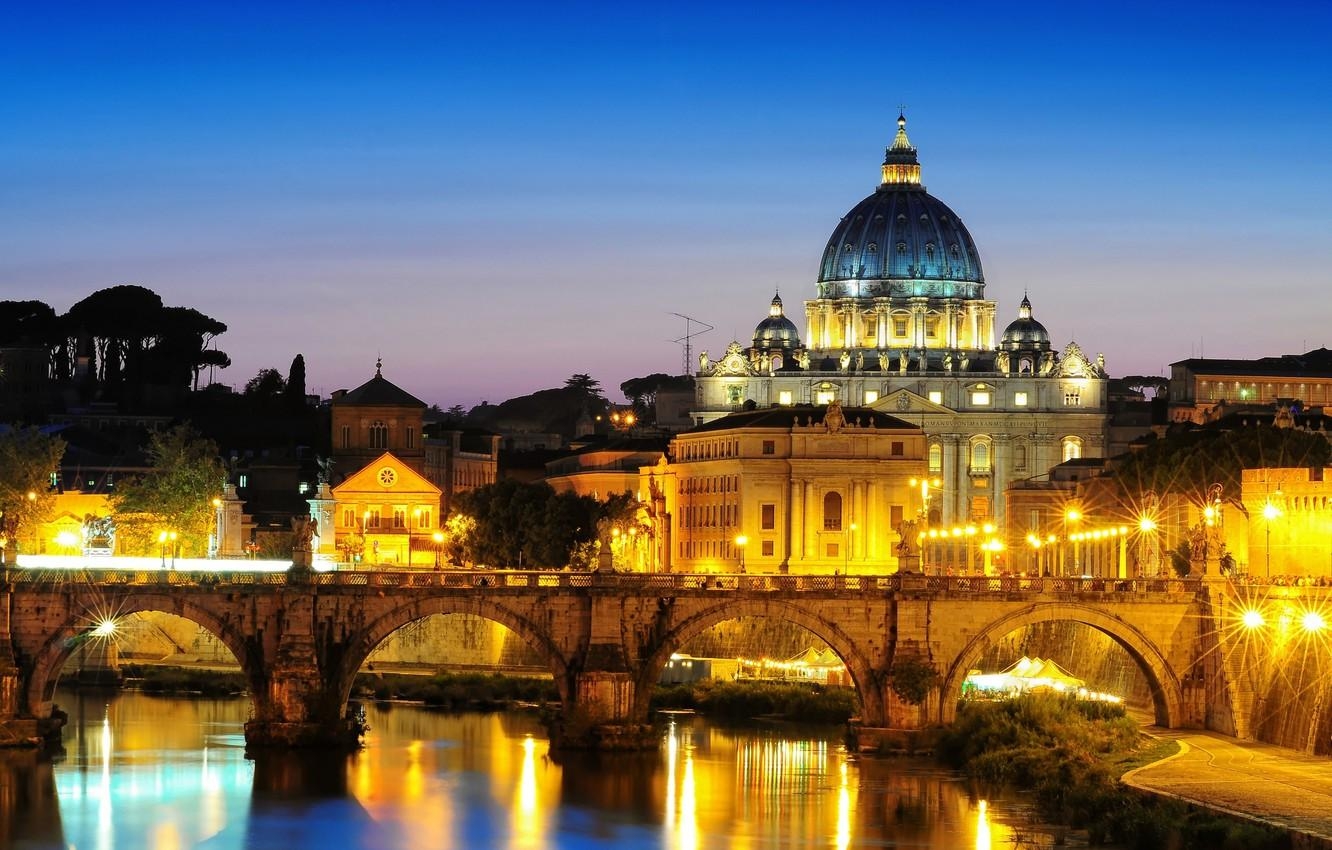 1340x850 Wallpaper the city, the evening, lighting, Rome, Italy, Rome, Desktop