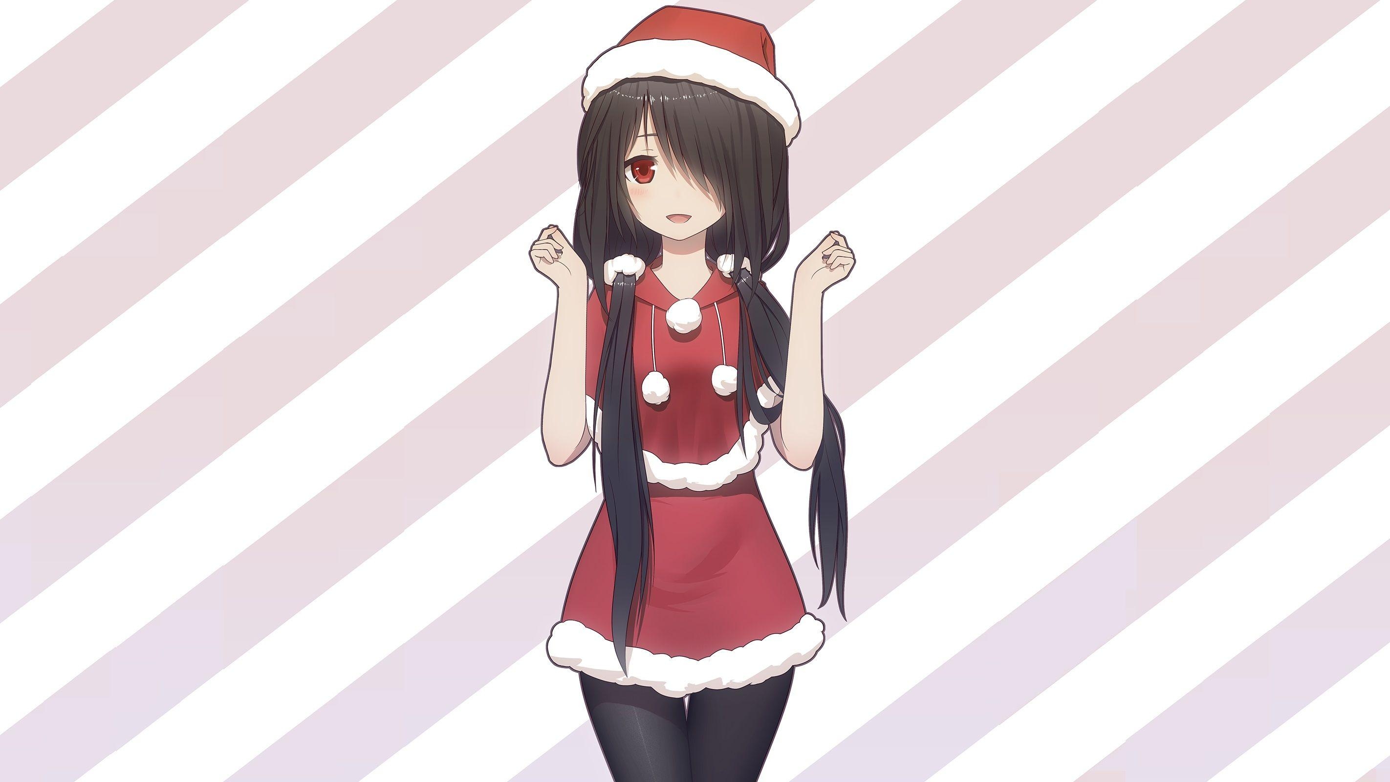 2850x1600 Cute Anime Girl Christmas Wallpaper HD, Desktop