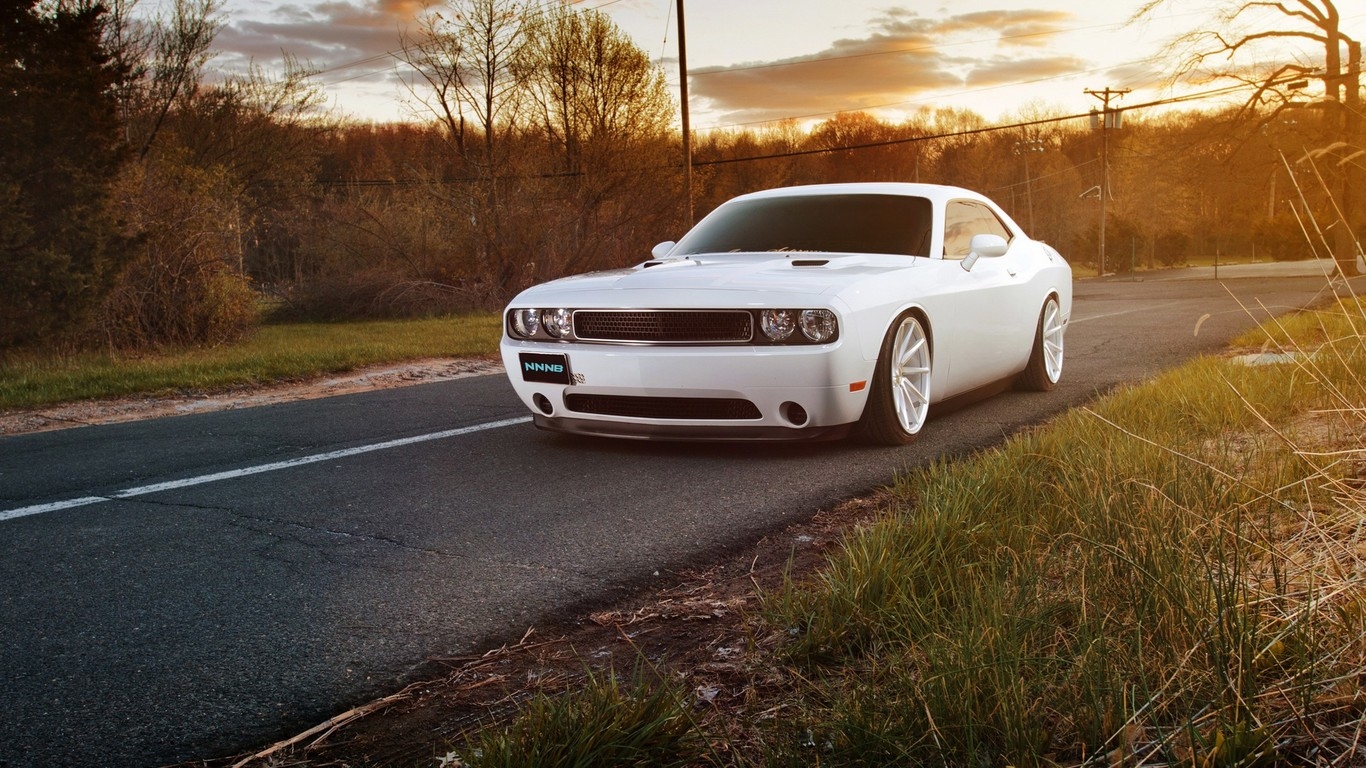 1370x770 White Muscle Car Wallpaper Challenger White Custom Wallpaper & Background Download, Desktop